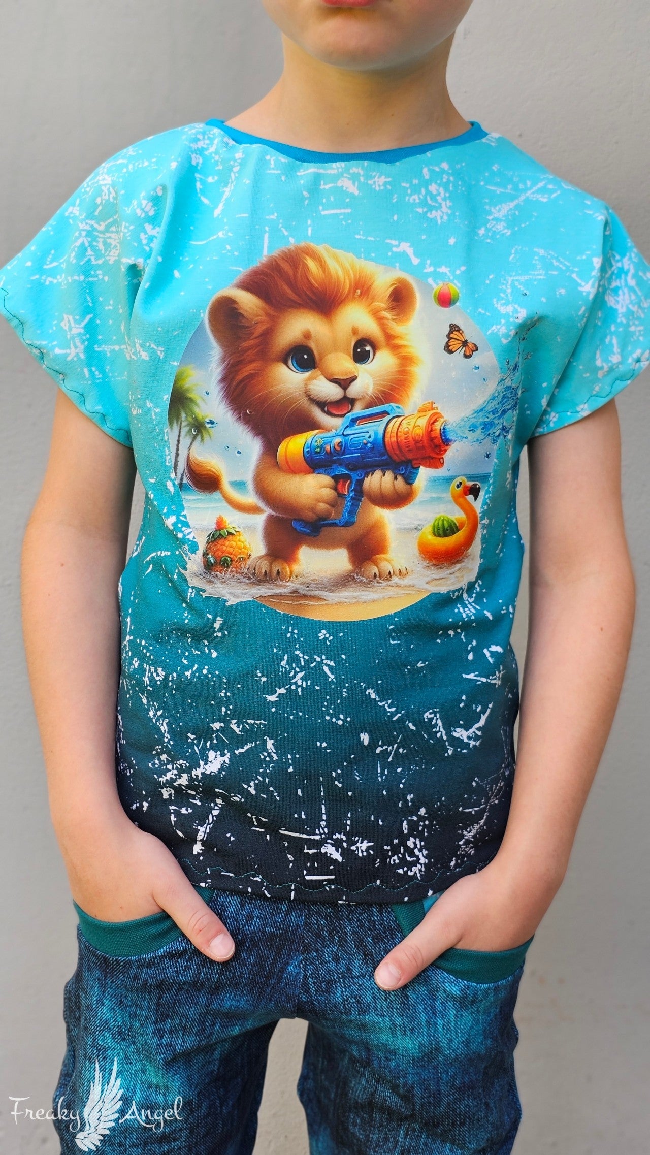 Bügelbild Löwe mit Wasserspritzpistole #2 Fylou's Style