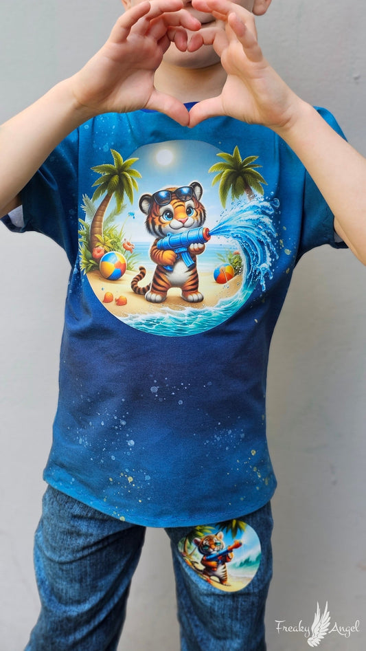 Bügelbild kleiner Tiger mit Wasserspritzpistole #2 Fylou's Style