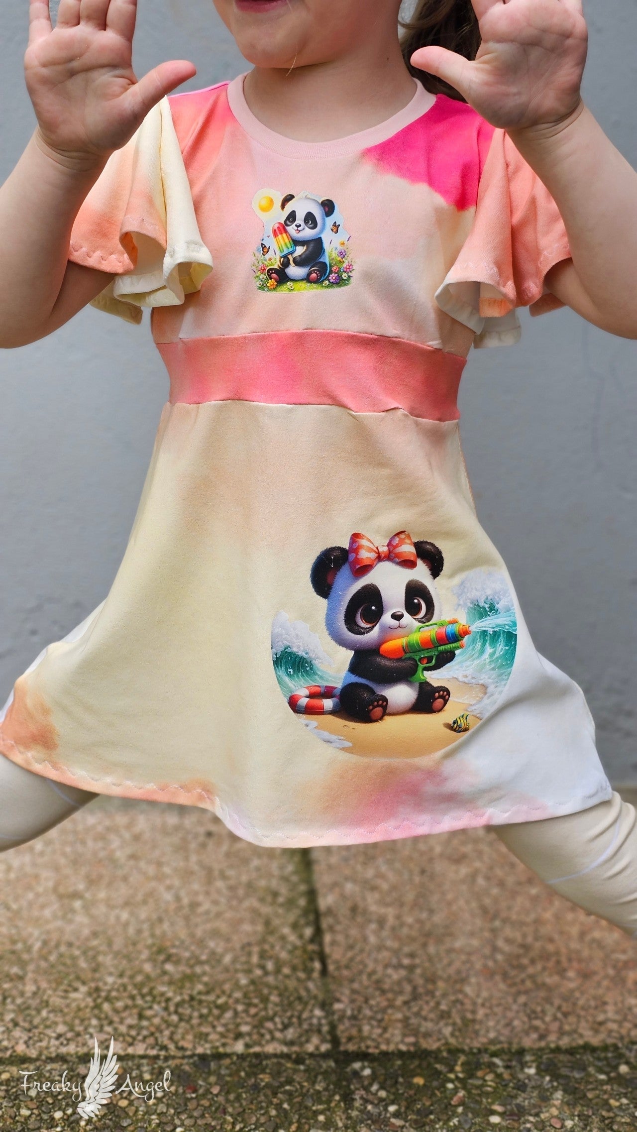 Bügelbild Panda Girl mit Wasserspritzpistole #2 Fylou's Style