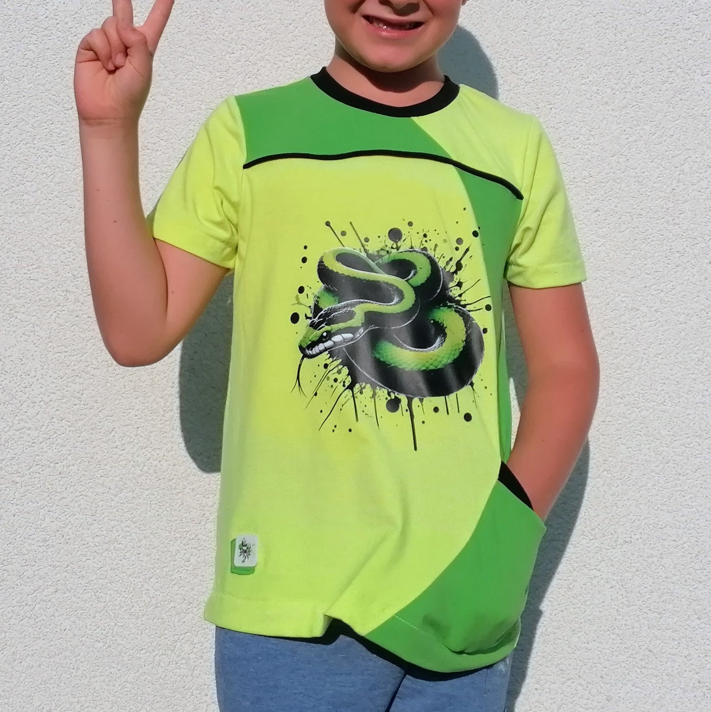 Bügelbild Grün Neon Schlange #3