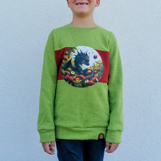 Bügelbild schwarzer Drache mit Kastanien #2