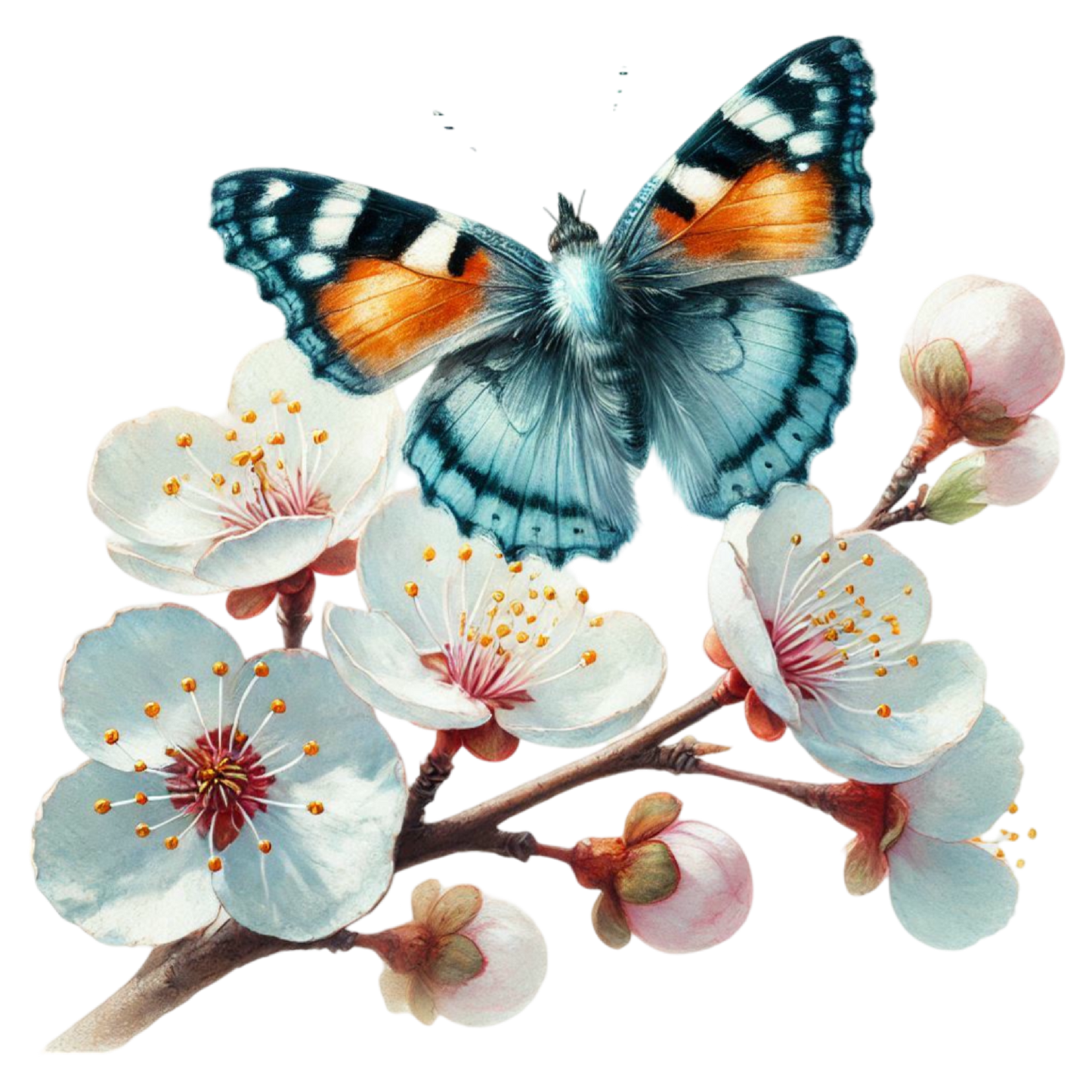 Bügelbild Kirchblüte mit Schmetterling Fylou's Style
