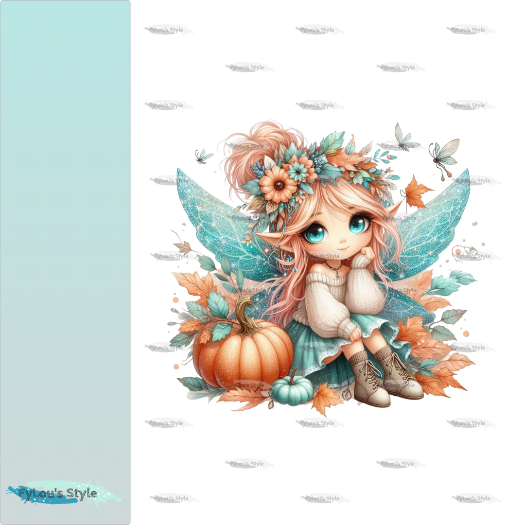Bügelbild Kleine Glitzer Herbst Fee #1