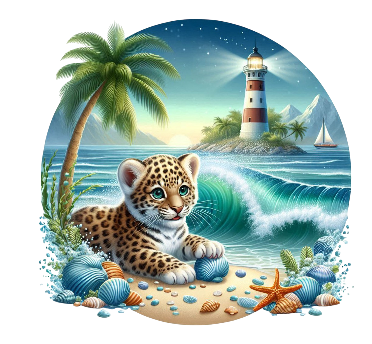 Bügelbild Kleiner Leopard am Strand #2 Fylou's Style