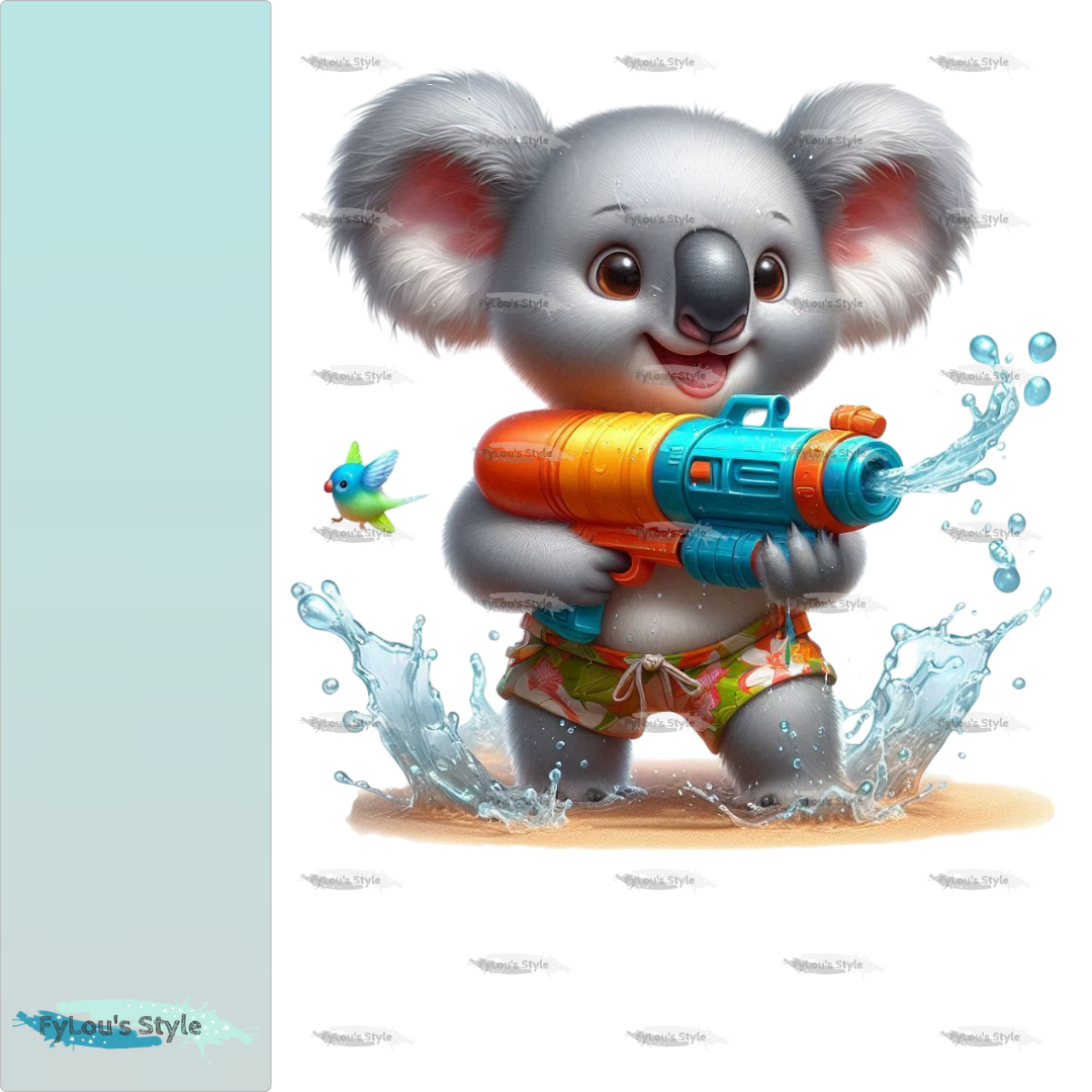 Bügelbild Koala Mit Wasserspritzpistole #2 Fylou's Style