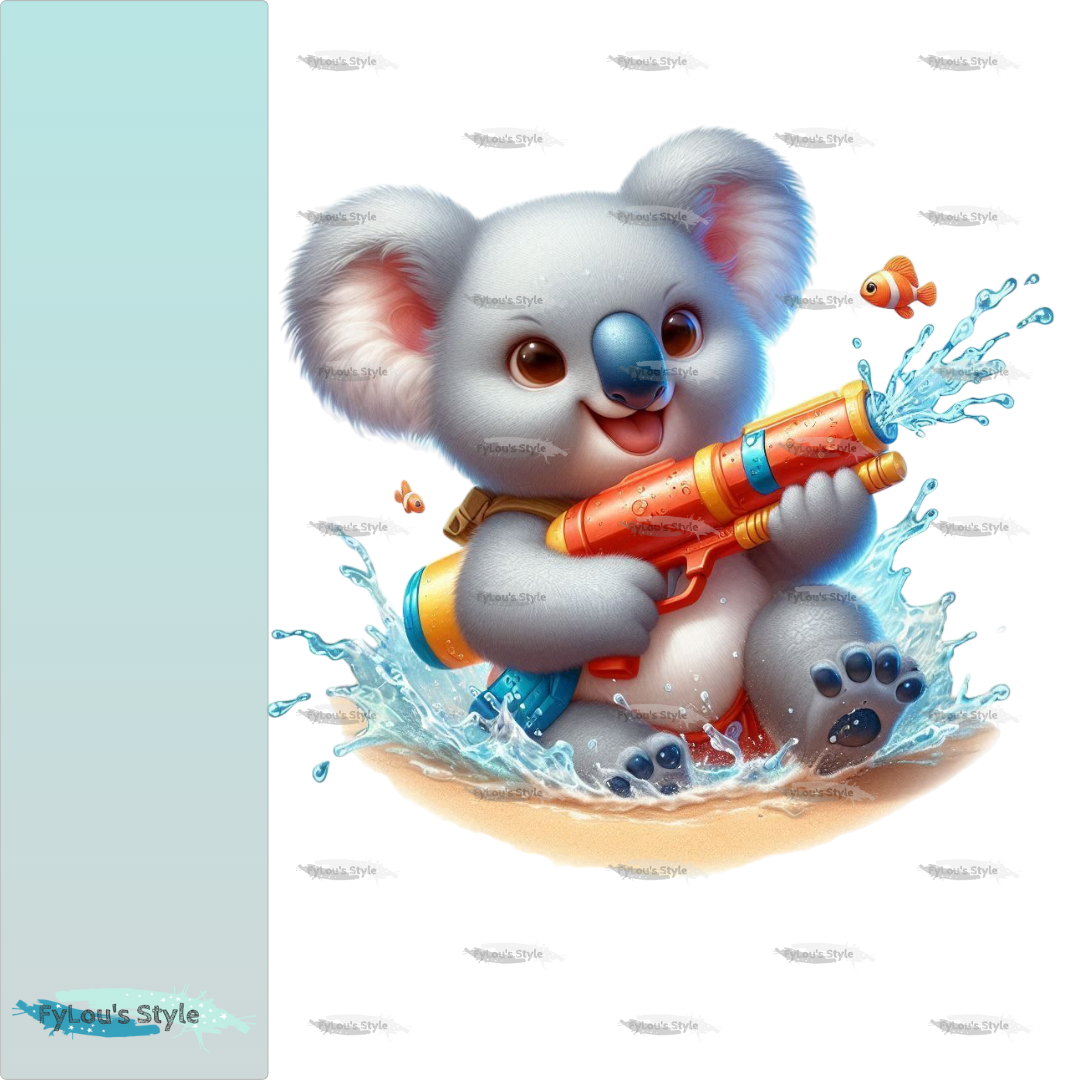 Bügelbild Koala Mit Wasserspritzpistole #3 Fylou's Style