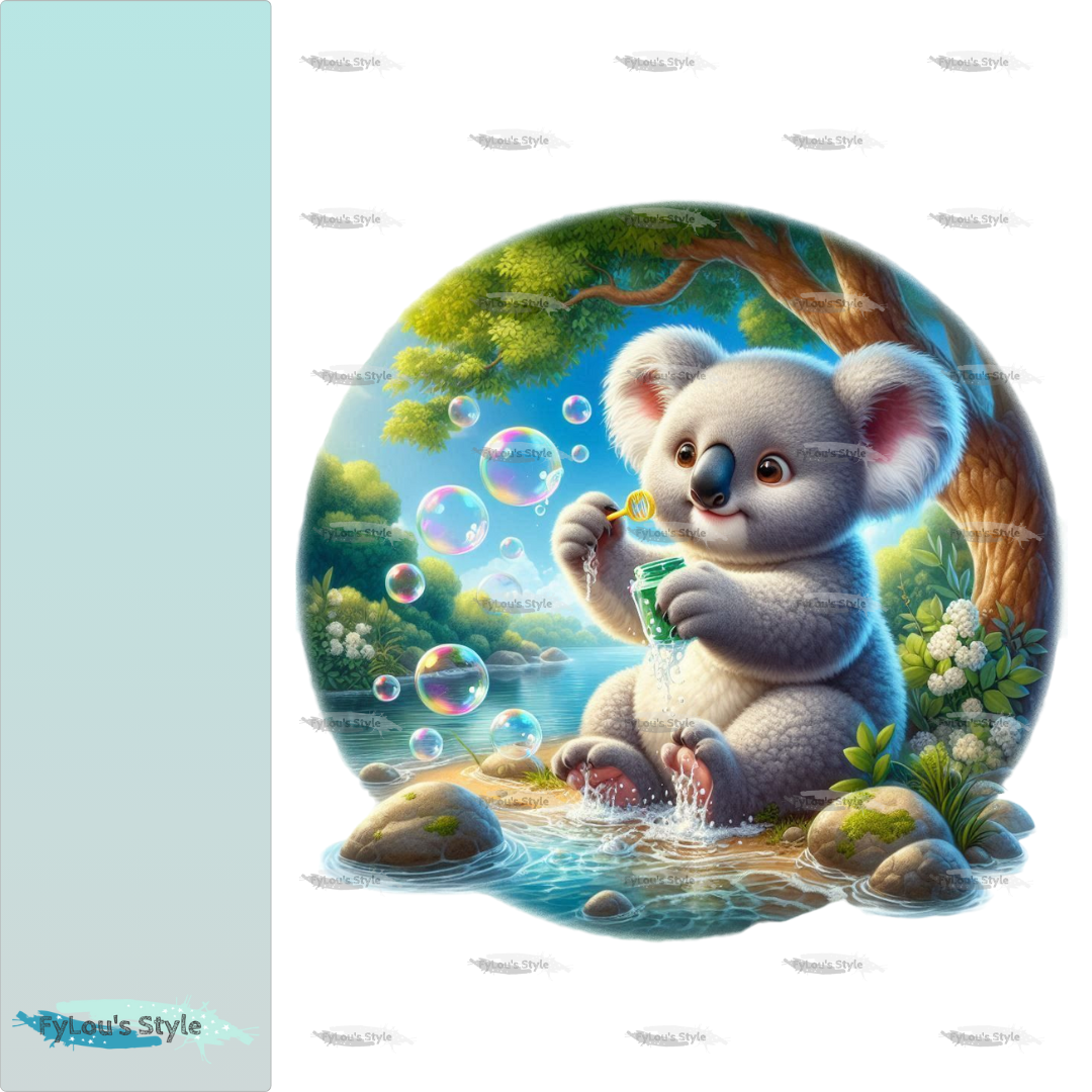 Bügelbild Koala mit Seifenblasen #1 Fylou's Style