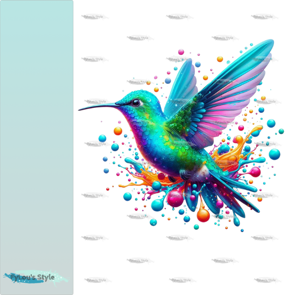Bügelbild Kolibri 3D bunt Fylou's Style