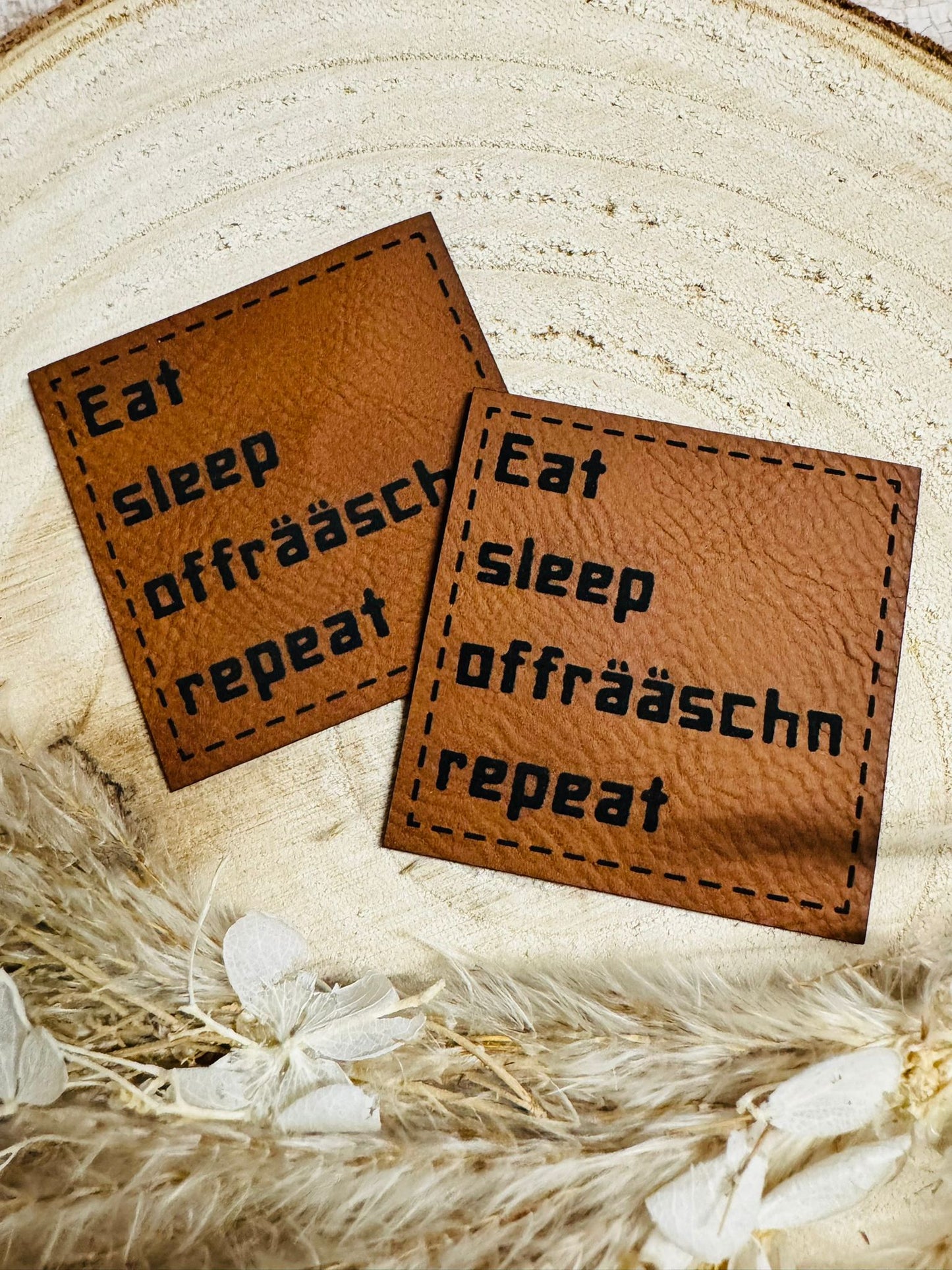 Kunstleder Label Eat sleep repeat Fylou's Style