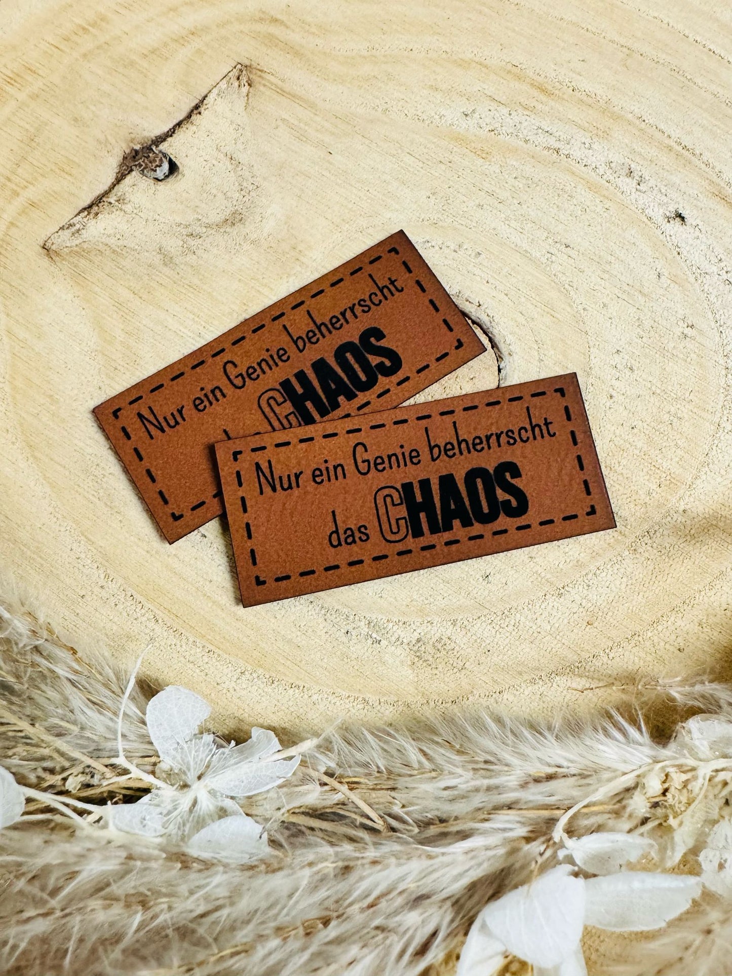 Kunstleder Label nur ein Genie bescherrscht das Chaos Fylou's Style