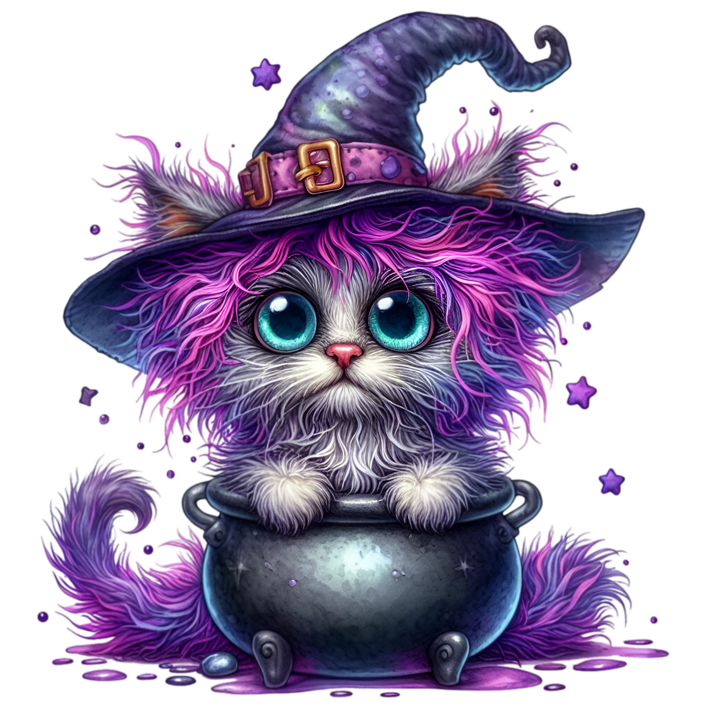 Bügelbild Lila Halloween Katze #7