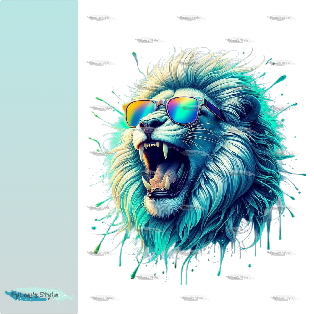 Bügelbild Löwe mit Sonnenbrille Neon Splash #2 Fylou's Style