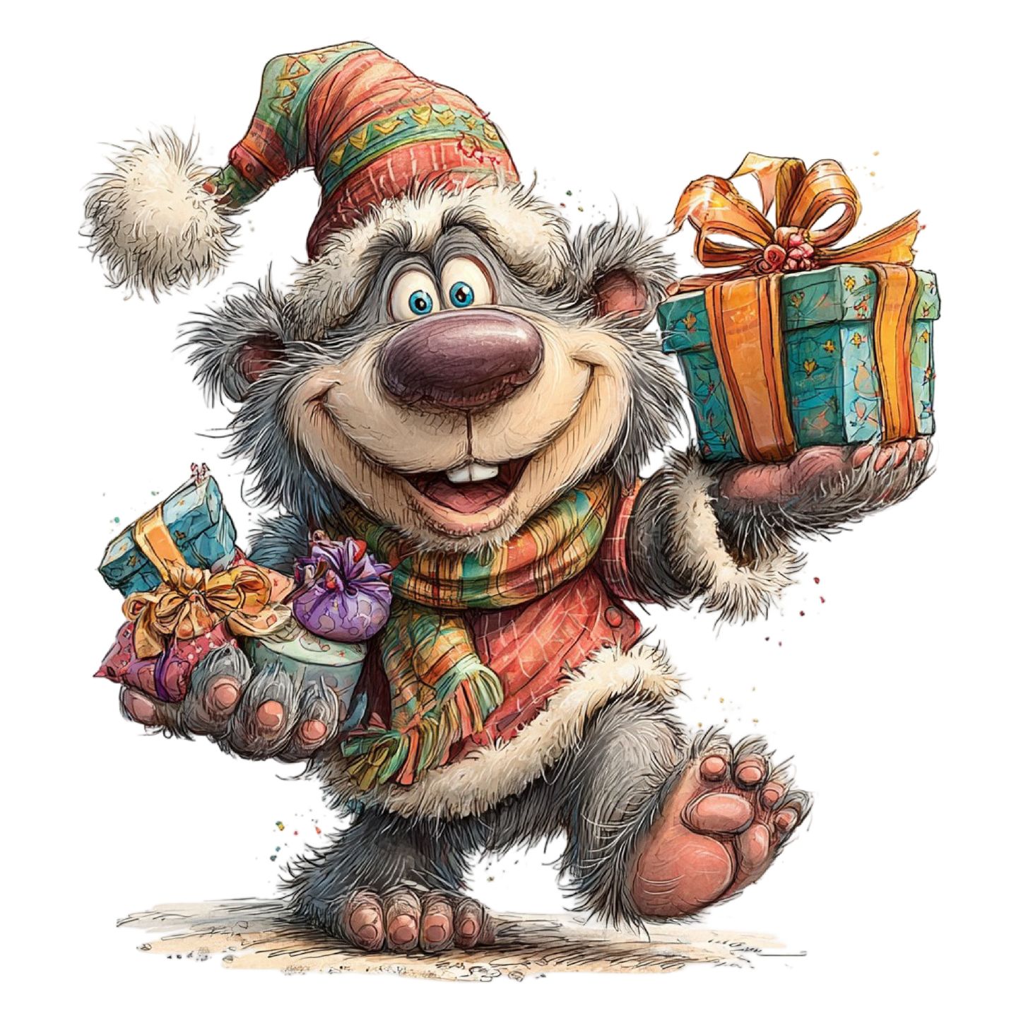 Iron-on image of a fox doing sports in winter