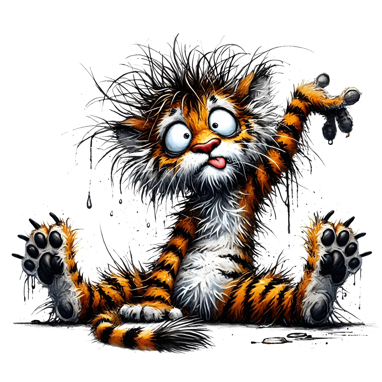 Bügelbild Lustiger zerzauster Tiger