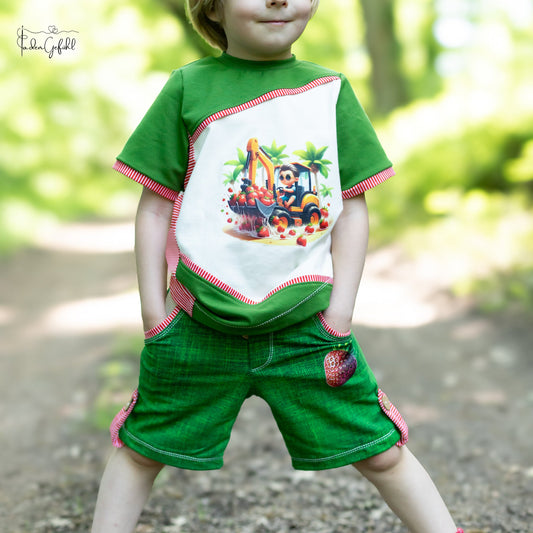 Bügelbild Junge mit Erdbeer Bagger #1 Fylou's Style