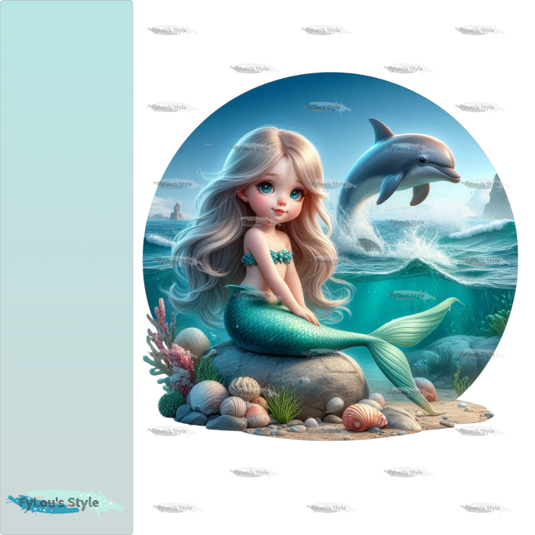 Bügelbild Meerjungfrau mit Delfin #4 Fylou's Style