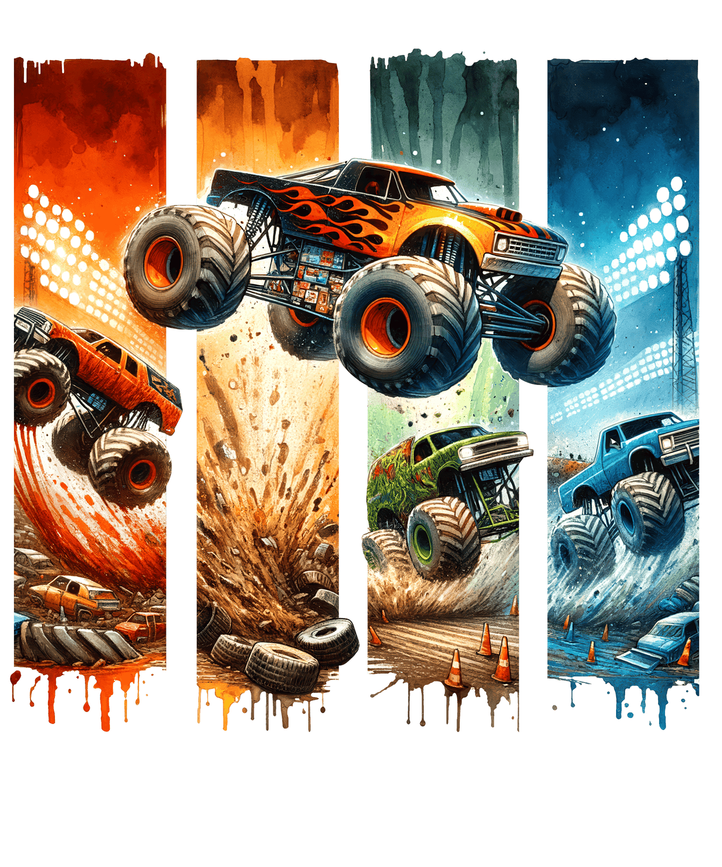 Bügelbild Streifen Motivwelt "Monster Trucks"