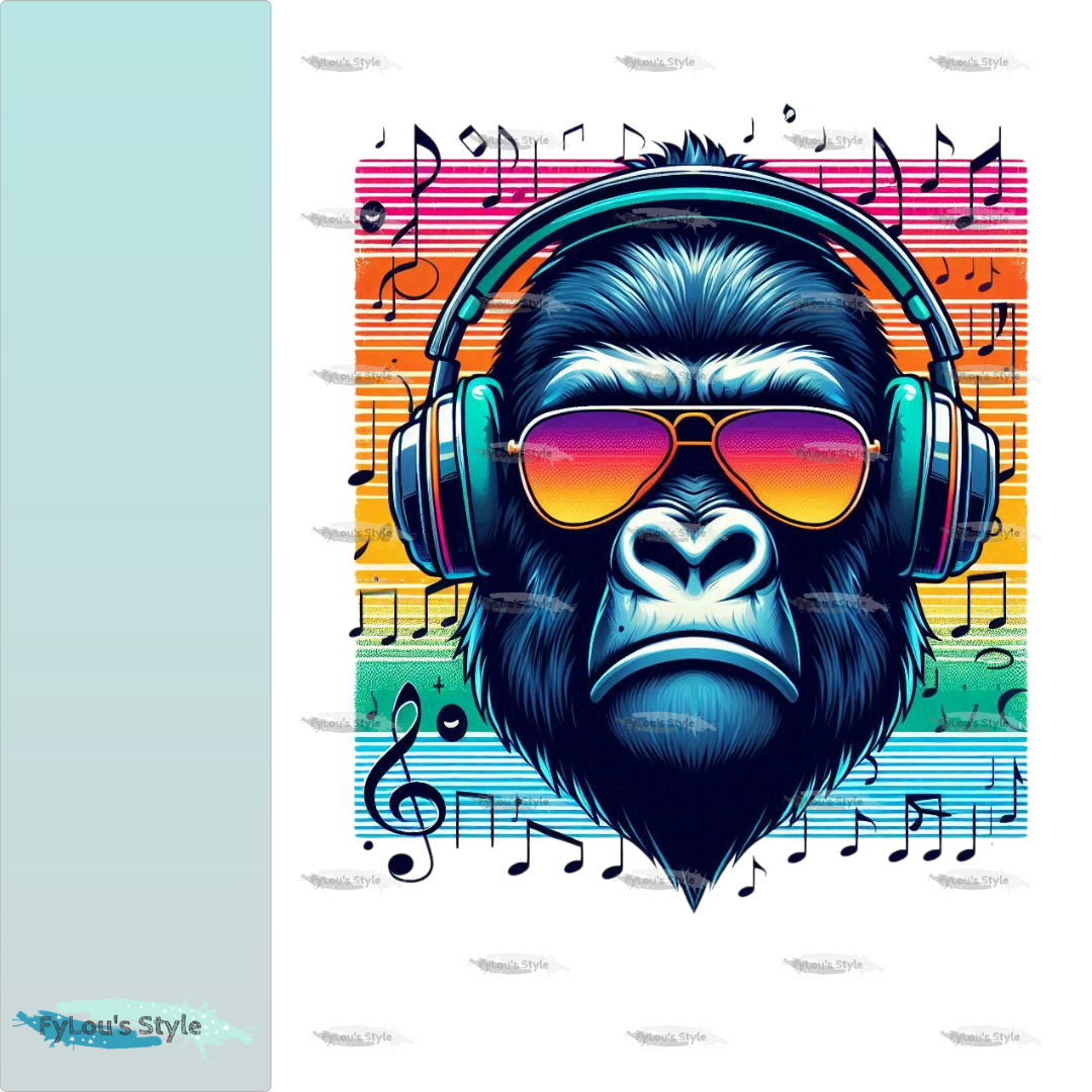 Bügelbild Musik Gorilla Fylou's Style