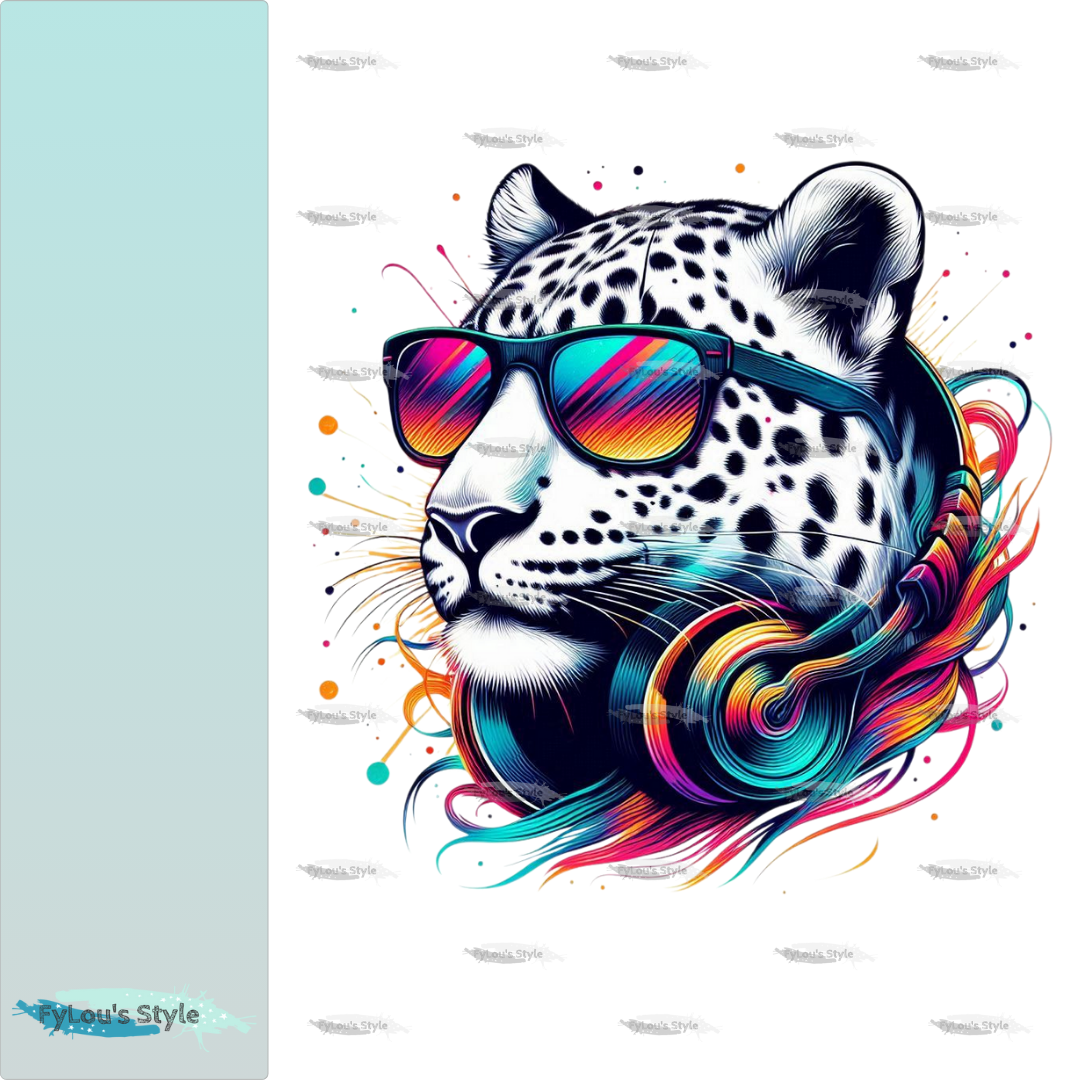 Bügelbild Musik Leopard Cool #1 Fylou's Style