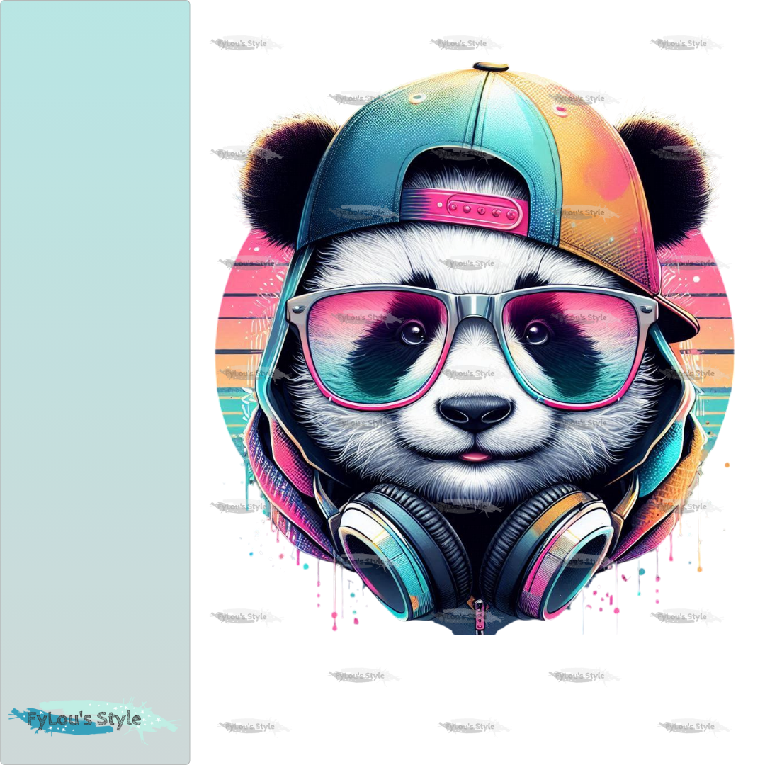 Bügelbild Musik Panda bunt Fylou's Style
