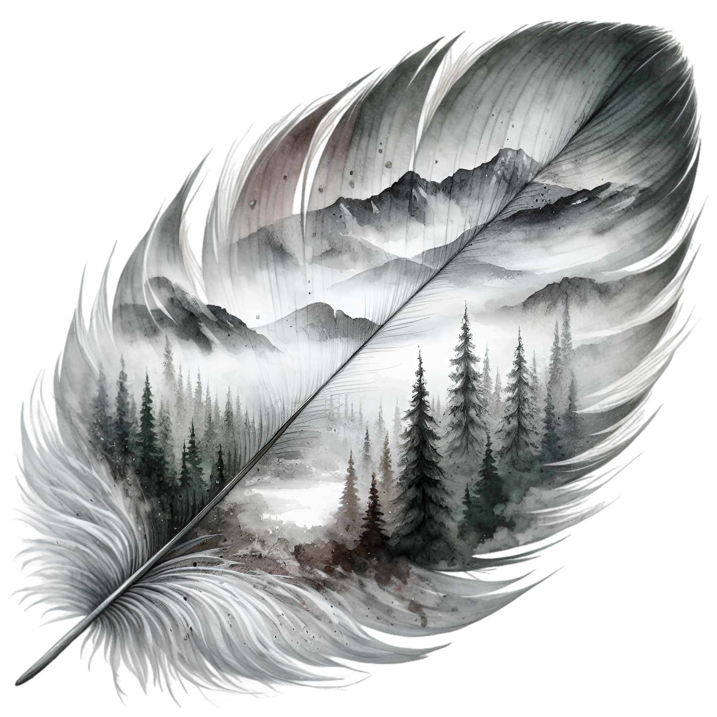 Bügelbild Nebel Feder