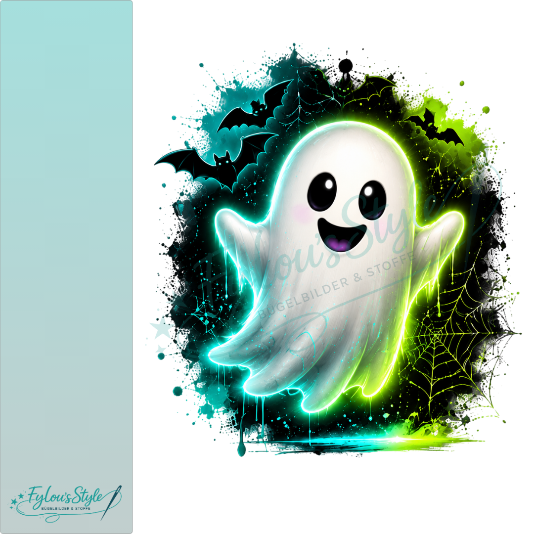 Bügelbild Niedlicher leuchtender Halloween‑Gespenst