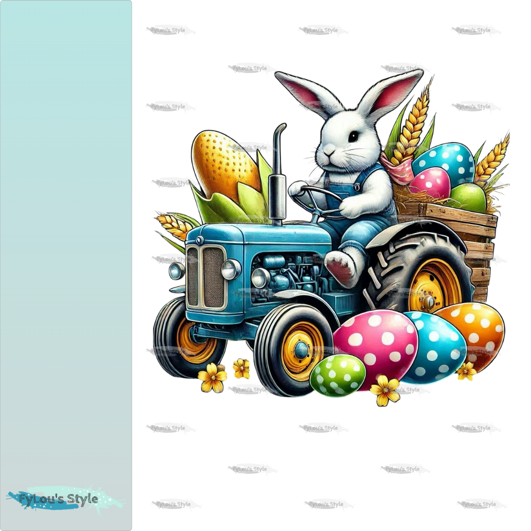 Bügelbild Osterhase mit Traktor Fylou's Style