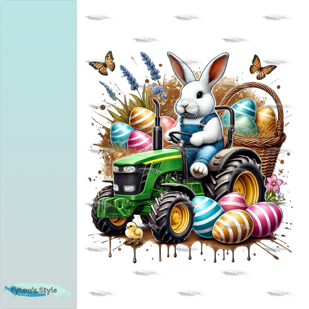 Bügelbild Osterhase mit Traktor #2 Fylou's Style