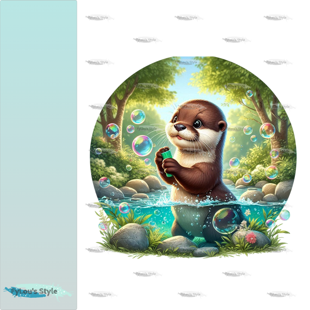 Bügelbild Otter mit Seifenblasen #2 Fylou's Style