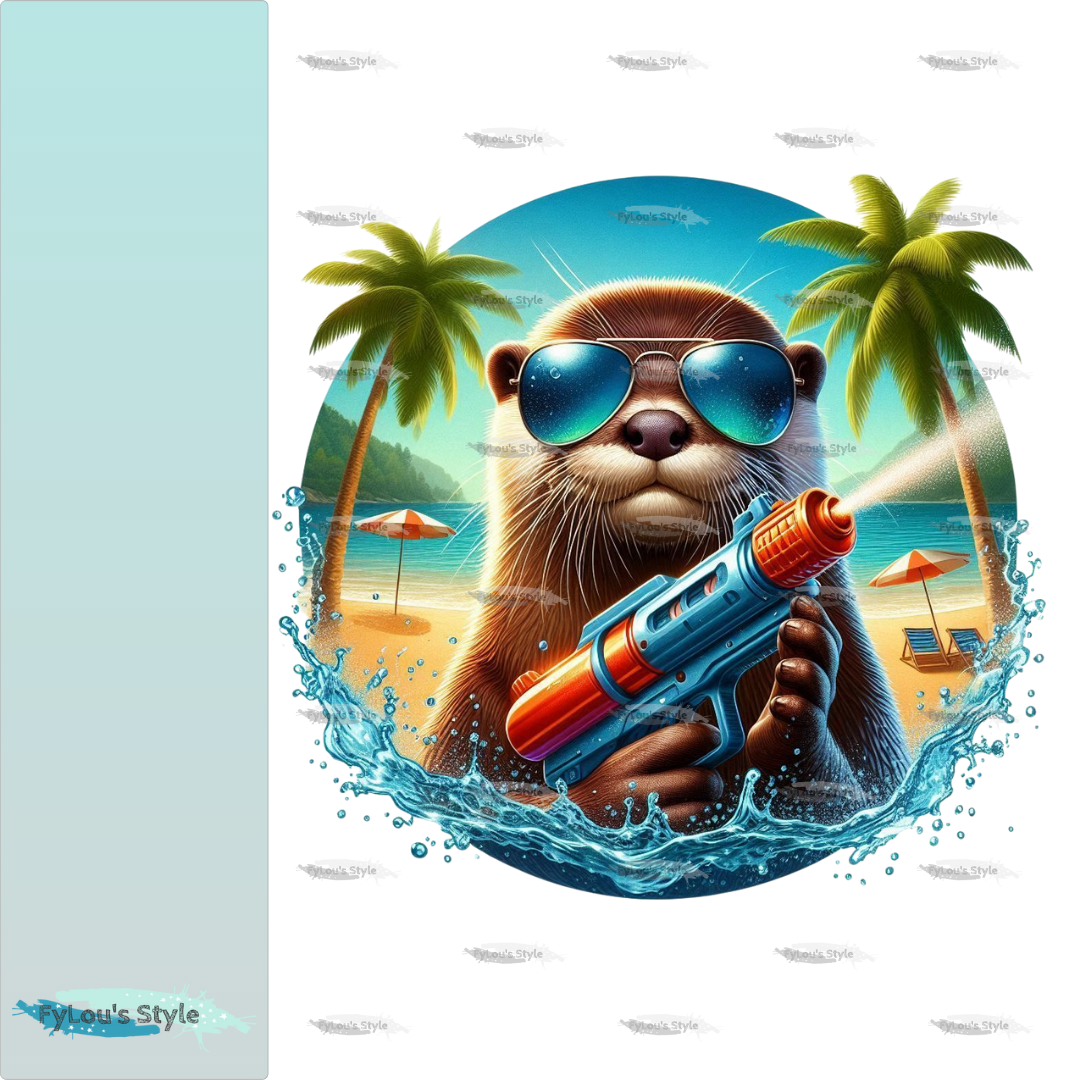 Bügelbild Otter mit Wasserspritzpistole #1 Fylou's Style