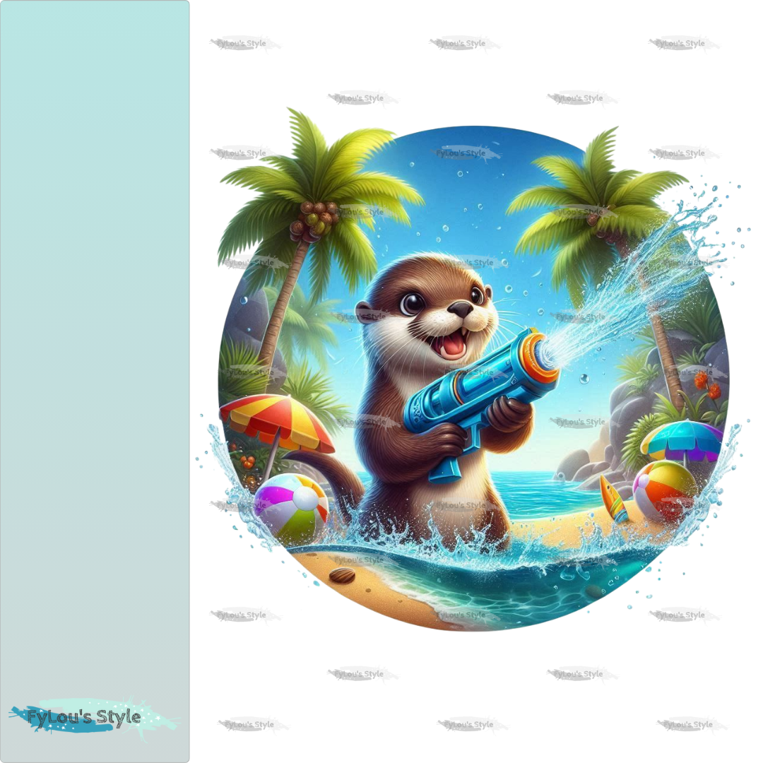Bügelbild Otter mit Wasserspritzpistole #2 Fylou's Style