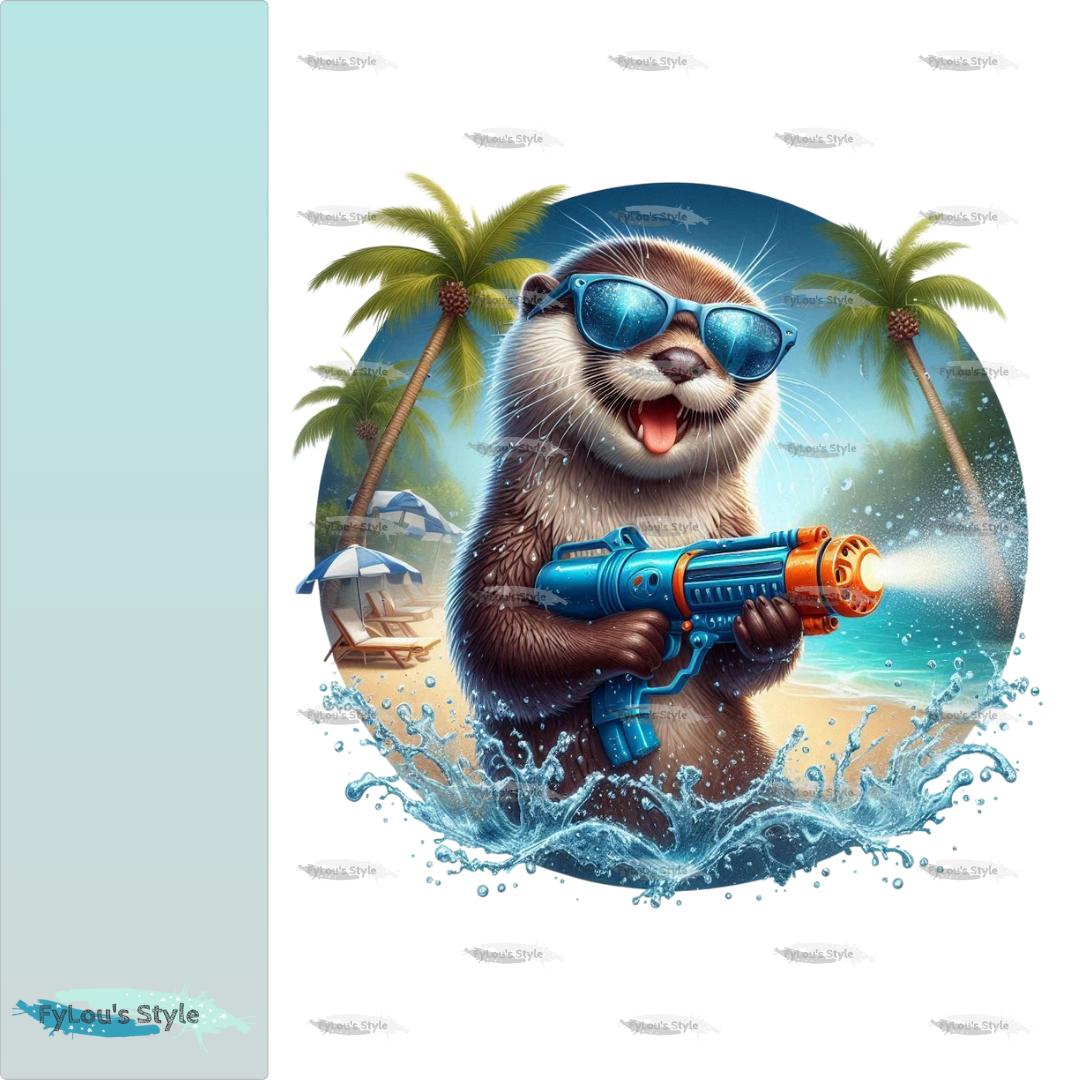 Bügelbild Otter mit Wasserspritzpistole #3 Fylou's Style