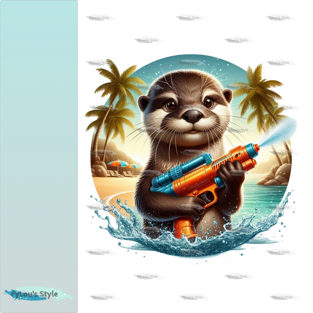 Bügelbild Otter mit Wasserspritzpistole #4 Fylou's Style