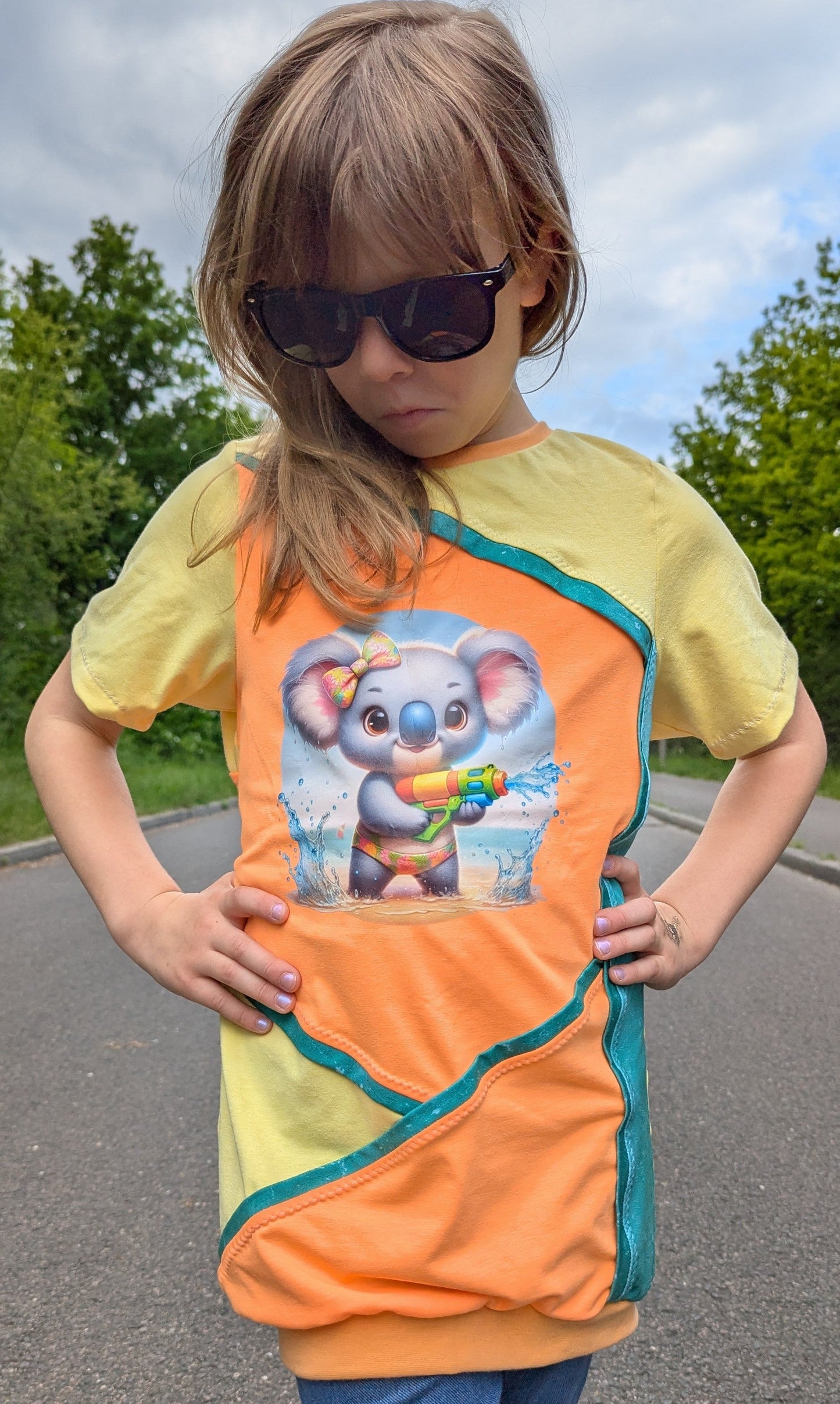 Bügelbild Koala Mädchen mit Wasserspritzpistole #1 Fylou's Style