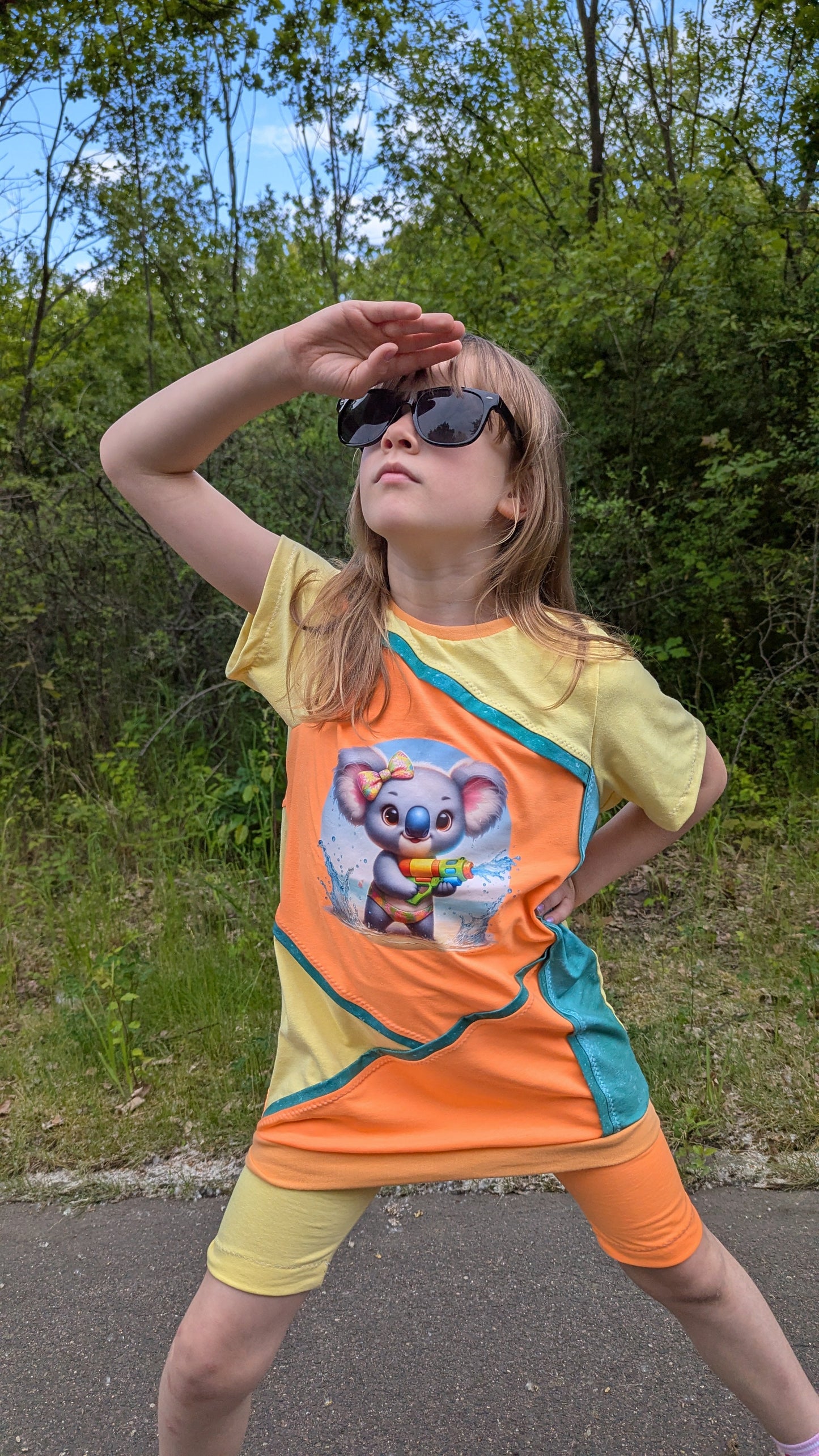 Bügelbild Koala Mädchen mit Wasserspritzpistole #1 Fylou's Style