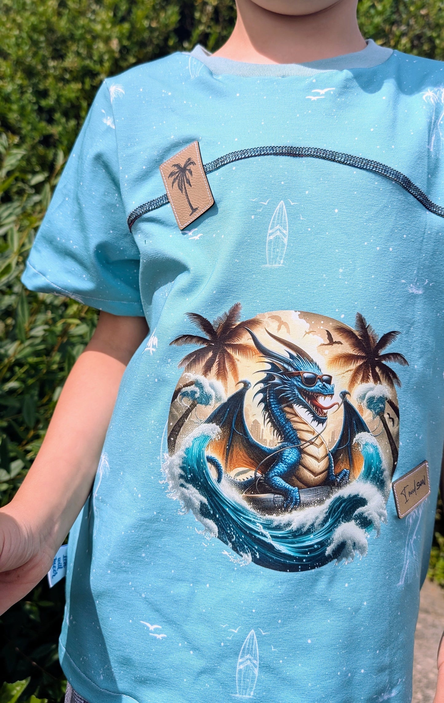 Bügelbild Drache mit Surfboard Fylou's Style