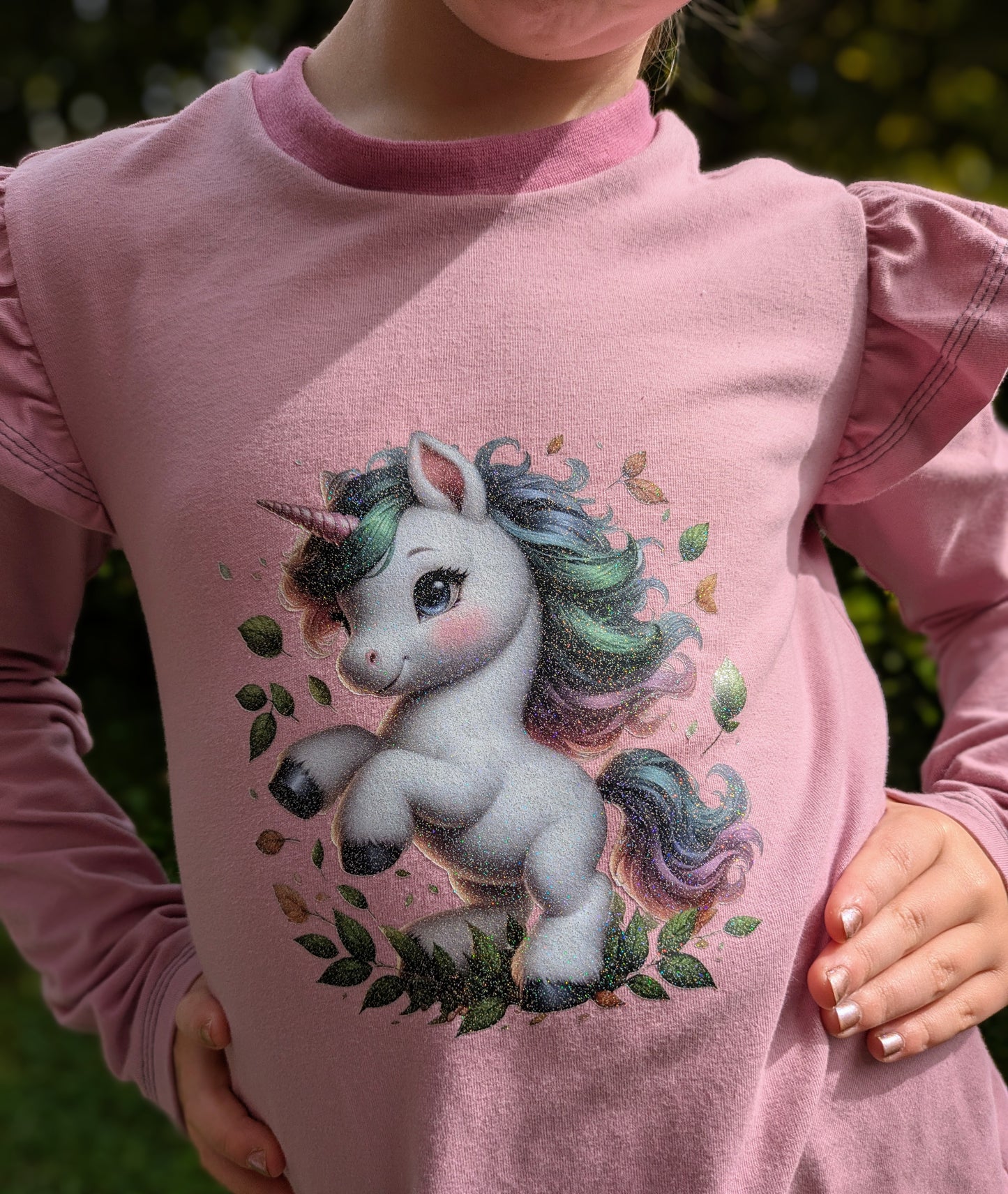 Bügelbild Einhorn mit Blättern #1