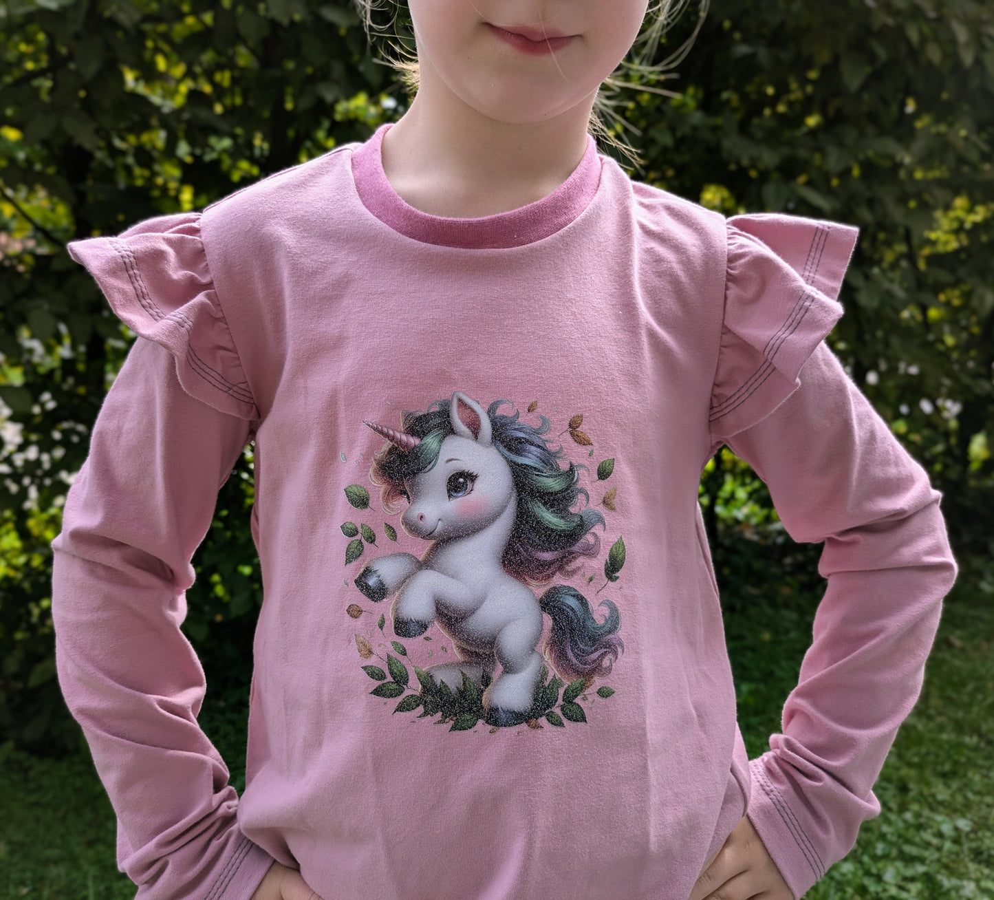 Bügelbild Einhorn mit Blättern #1