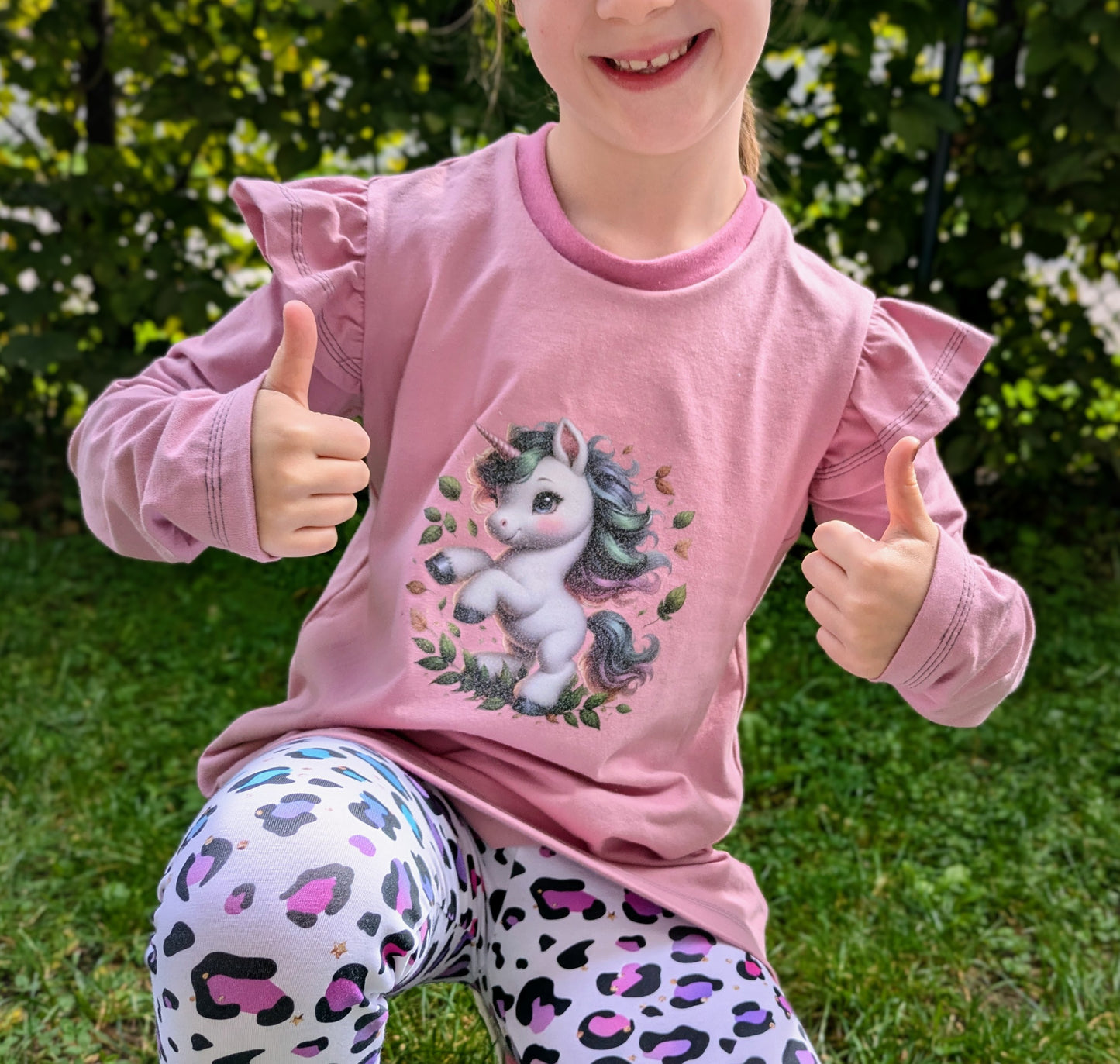 Bügelbild Einhorn mit Blättern #1