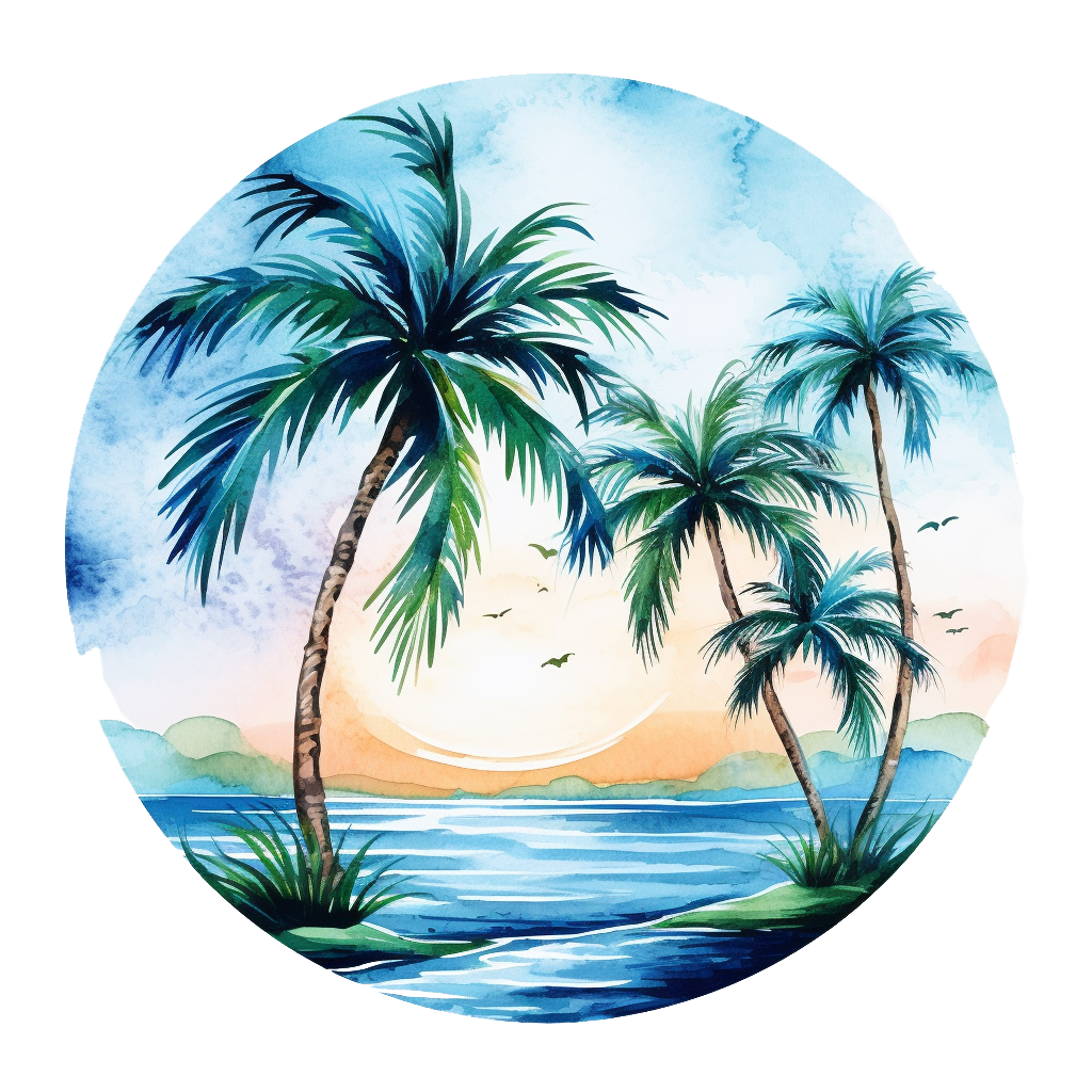 Bügelbild Watercolor Palmen #21