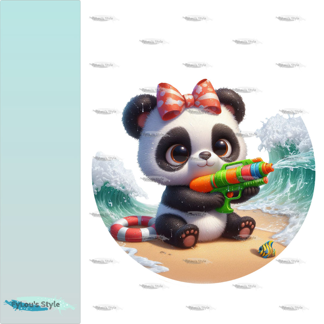 Bügelbild Panda Girl mit Wasserspritzpistole #2 Fylou's Style