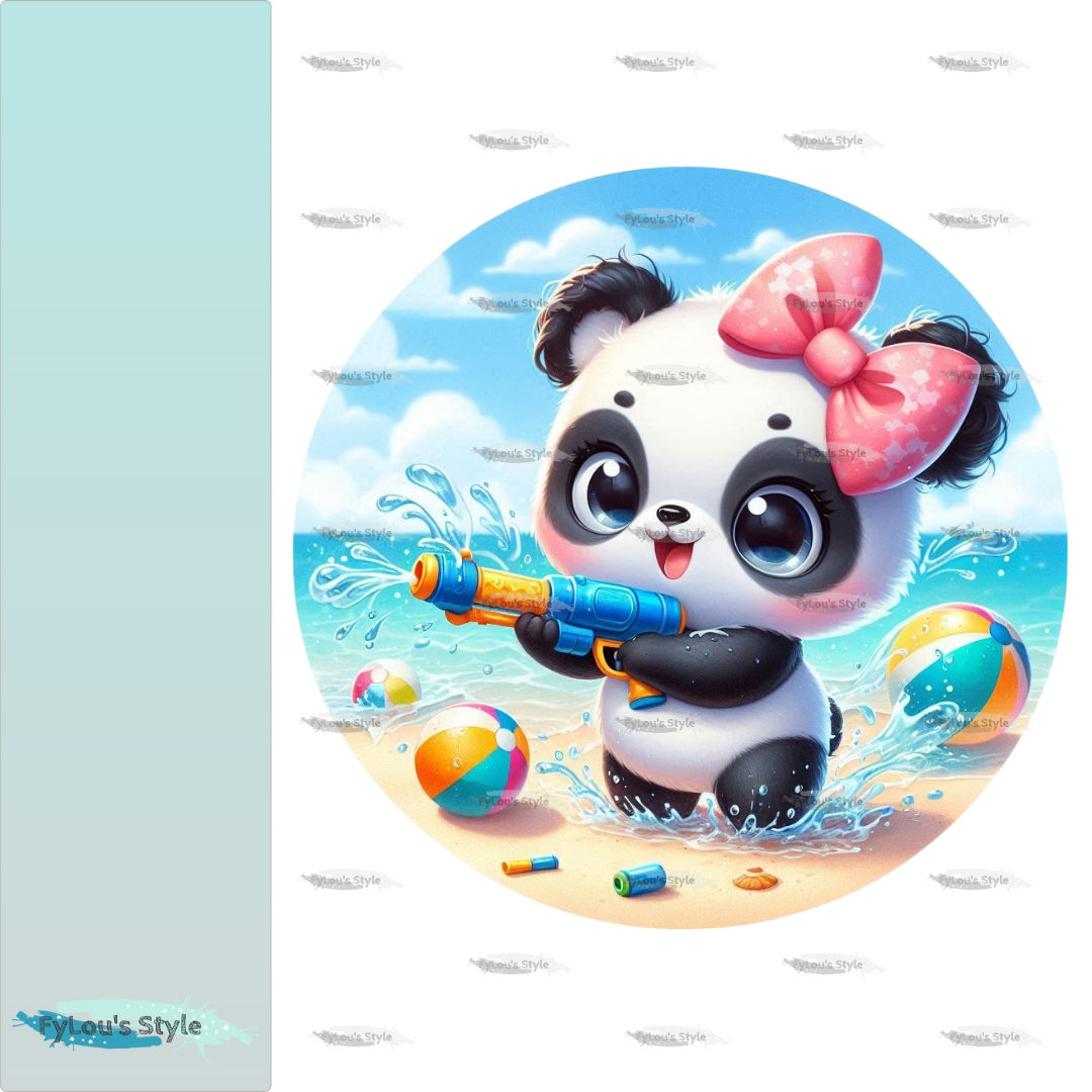 Bügelbild Panda Girl mit Wasserspritzpistole #3 Fylou's Style