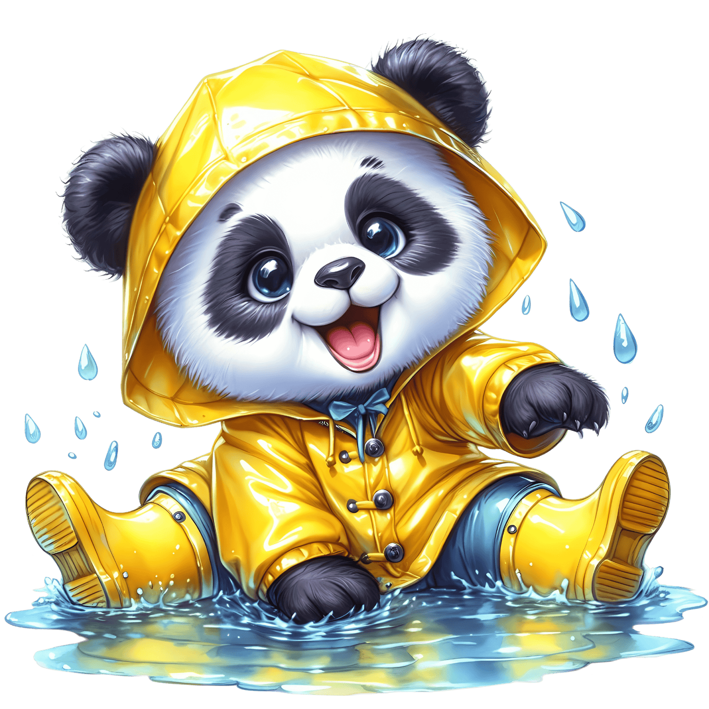 Bügelbild Panda Junge im Regen #8