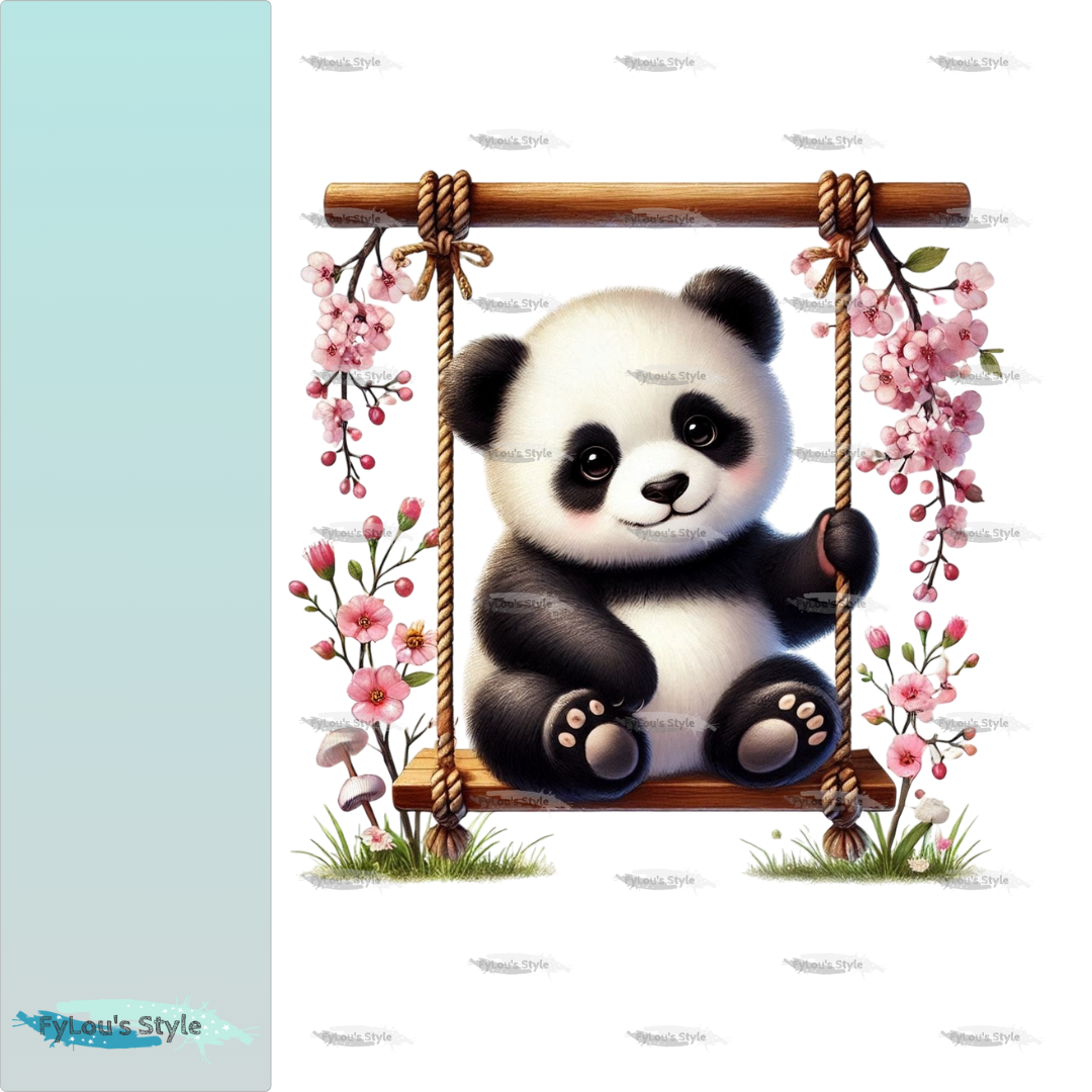 Bügelbild Panda auf Schaukel #2 Fylou's Style