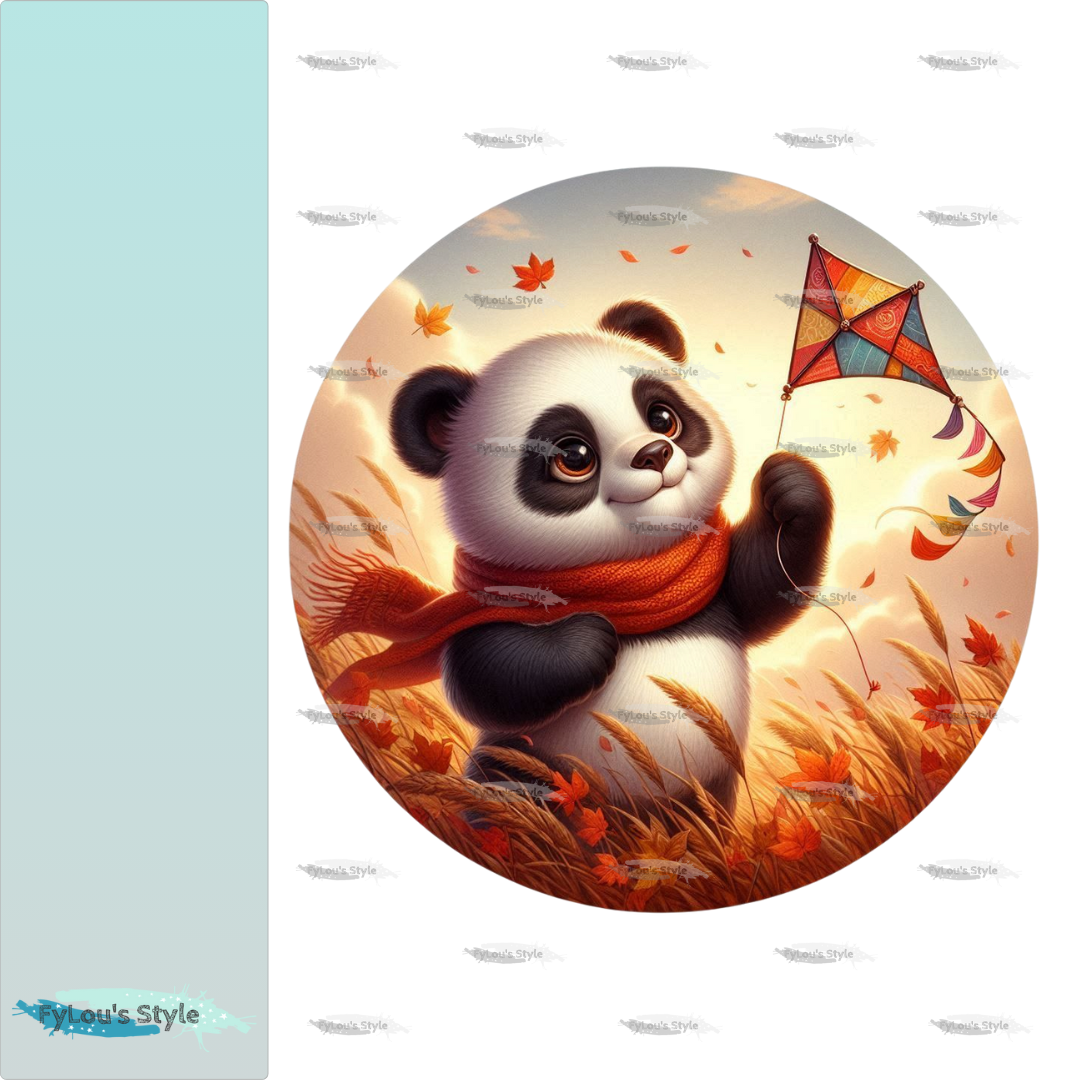Bügelbild Panda beim Drachen steigen #2