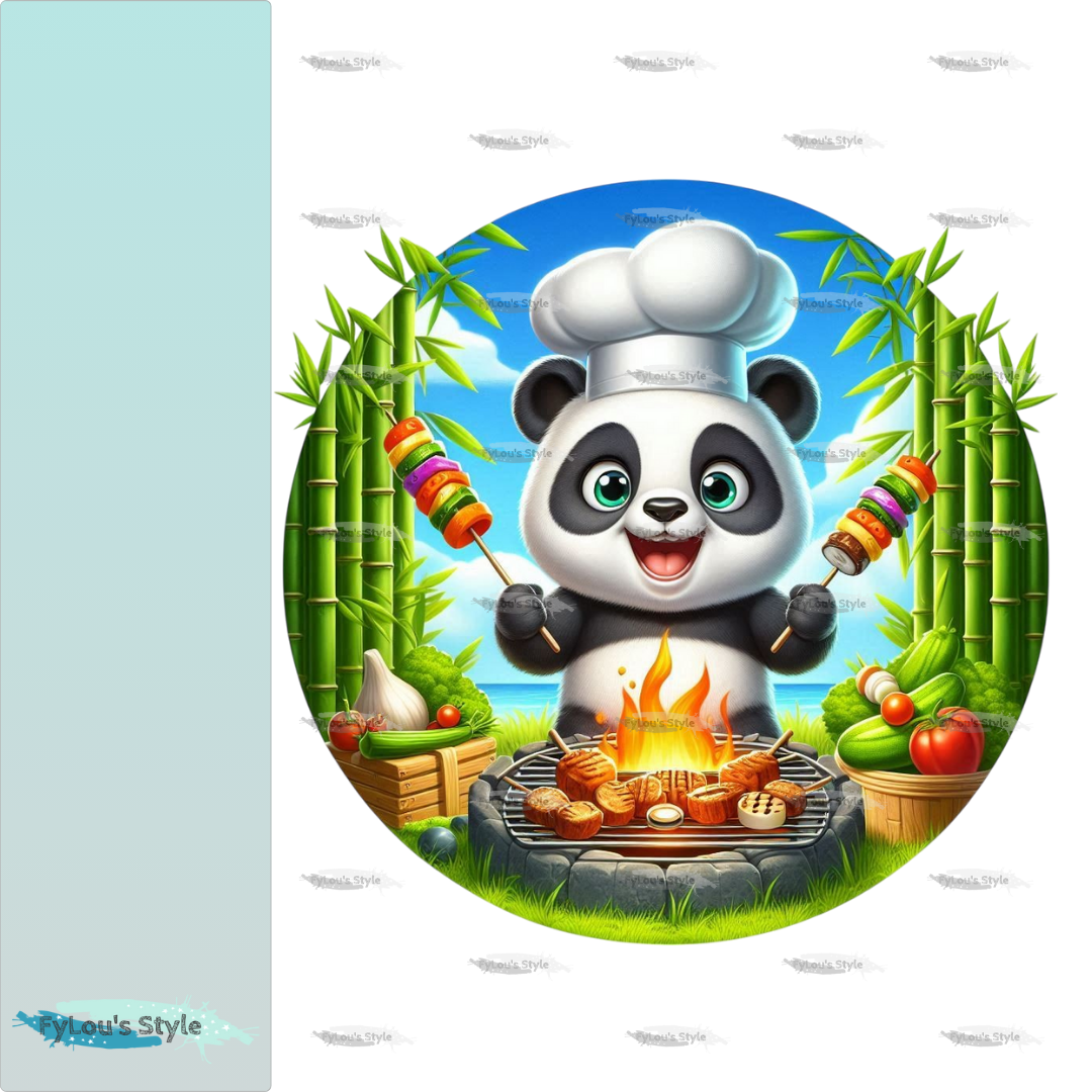 Bügelbild Panda beim Grillen #1 Fylou's Style