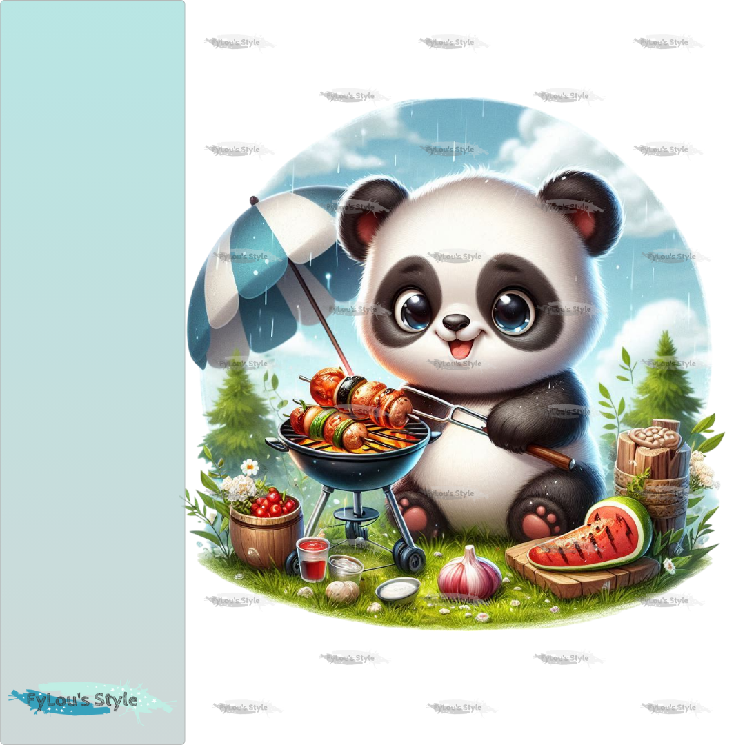 Bügelbild Panda beim Grillen #2 Fylou's Style