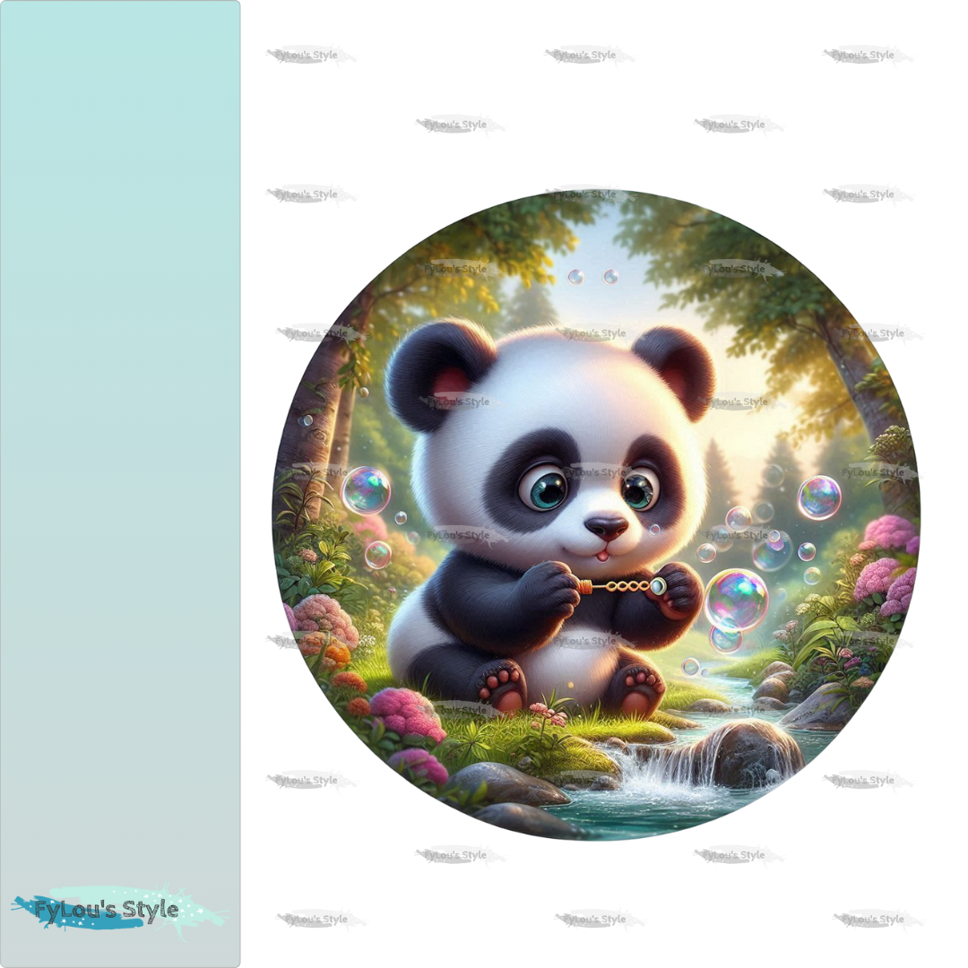 Bügelbild Panda mit Seifenblasen #3 Fylou's Style