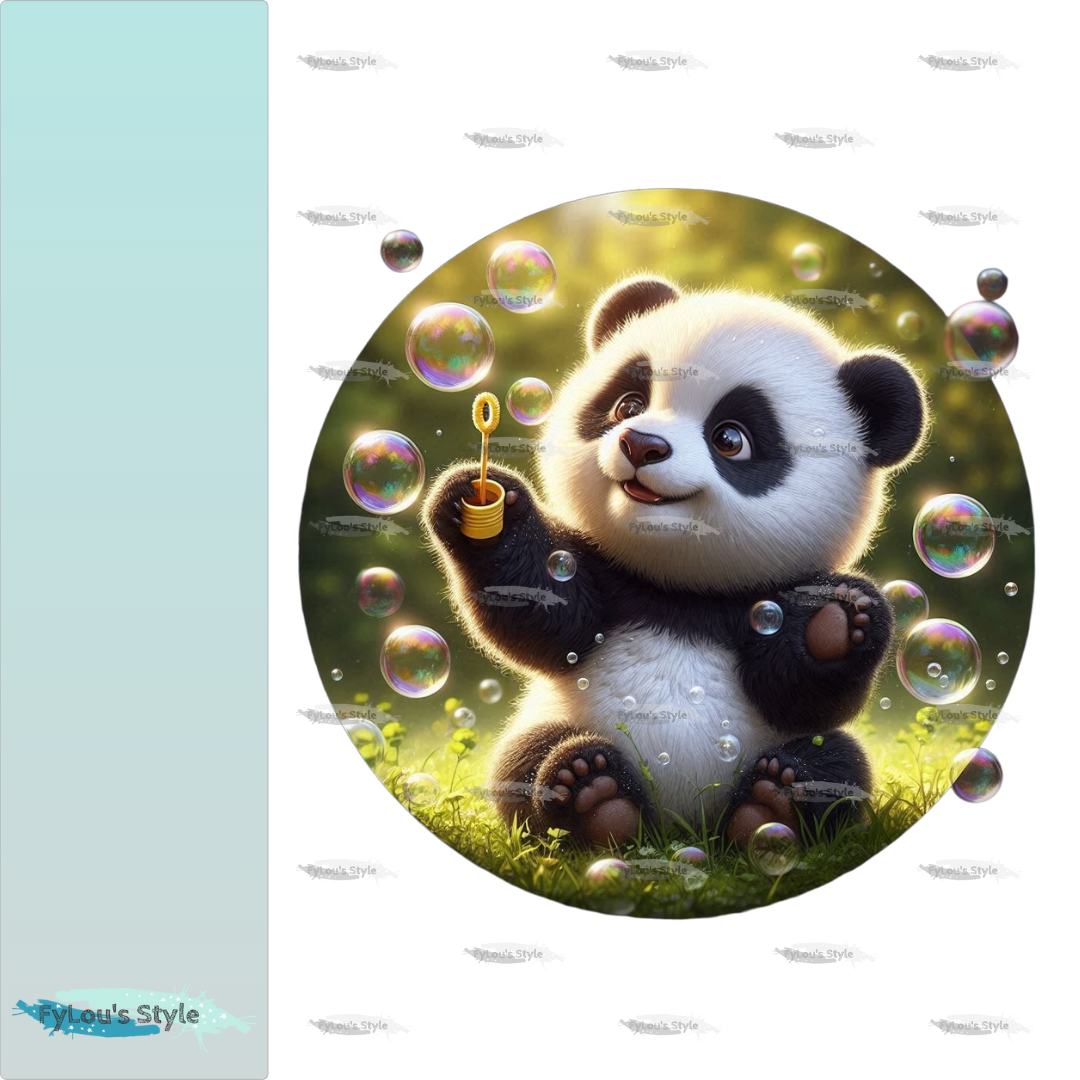 Bügelbild Panda mit Seifenblasen #5 Fylou's Style