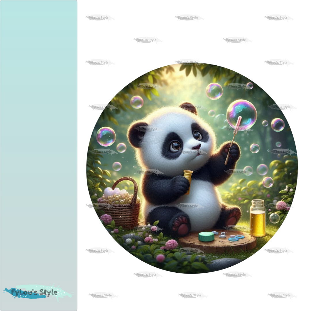 Bügelbild Panda mit Seifenblasen #6 Fylou's Style
